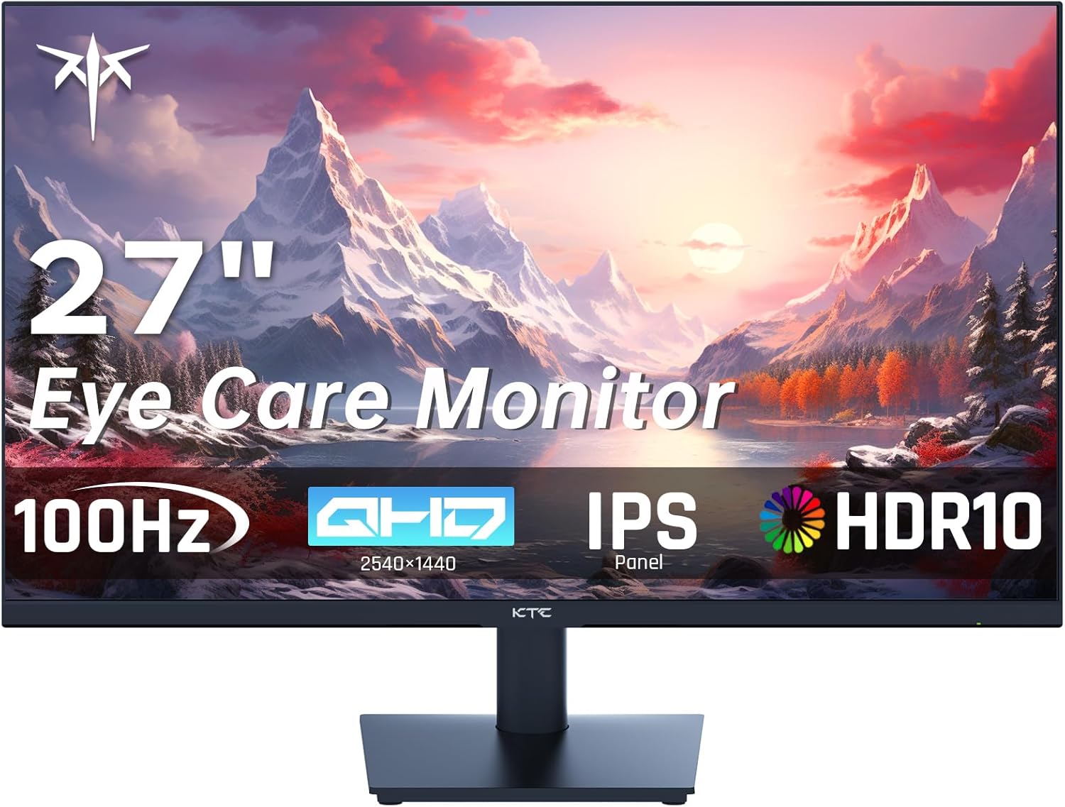 Premium KTC 27 Inch QHD Computer Monitor, High-Quality 2K 100Hz IPS Gaming Monit...