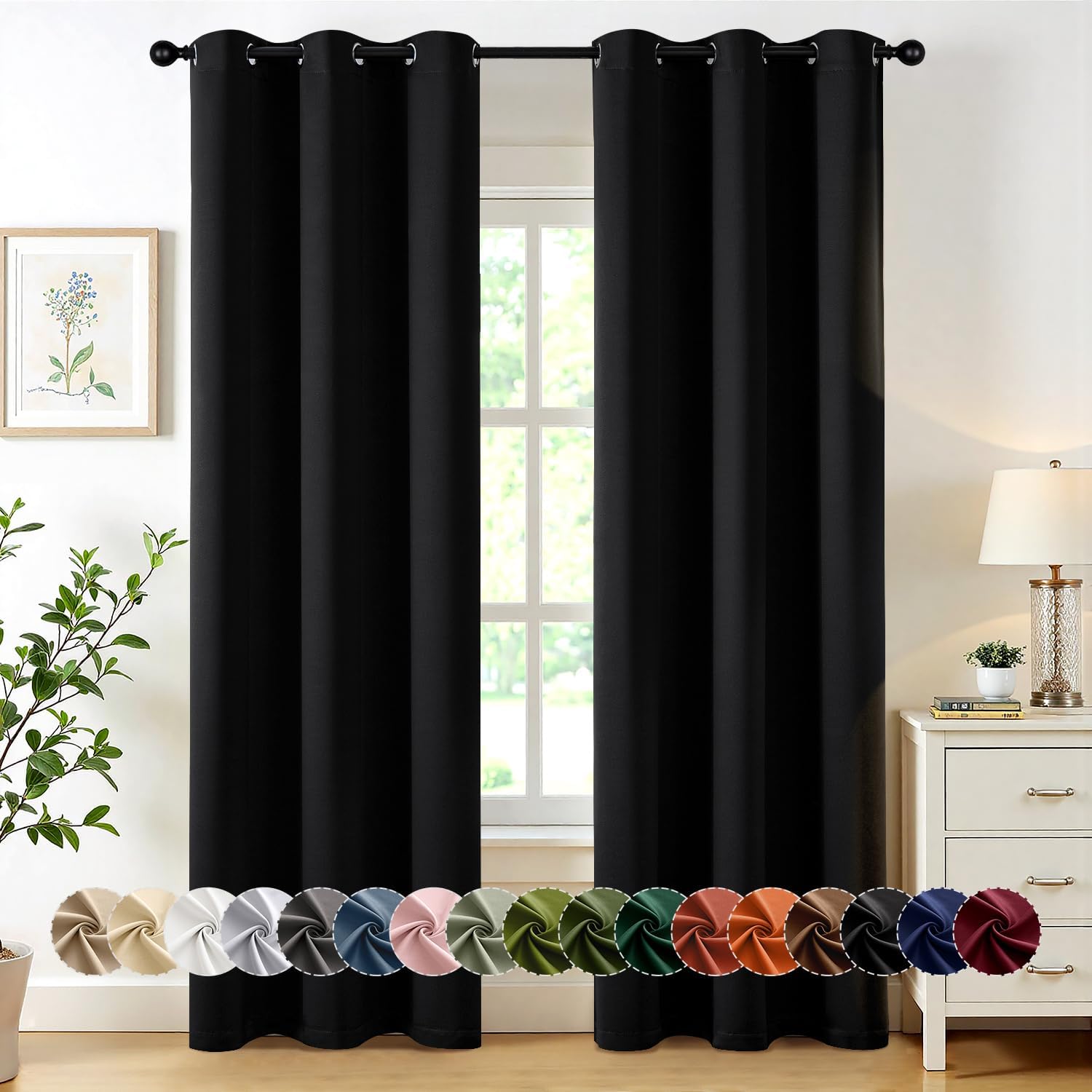 High-Quality MIULEE Black Blackout Curtains, Speci...
