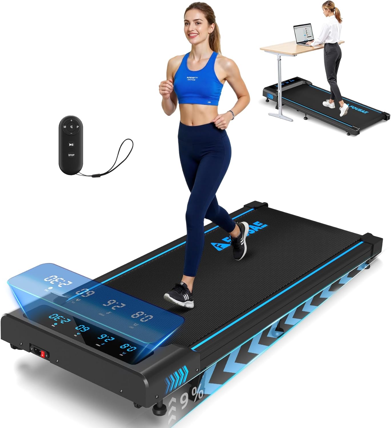 Treadmill, 5 in 1 Treadmills for Home Foldable with App Compatible, 12KM/H Under...