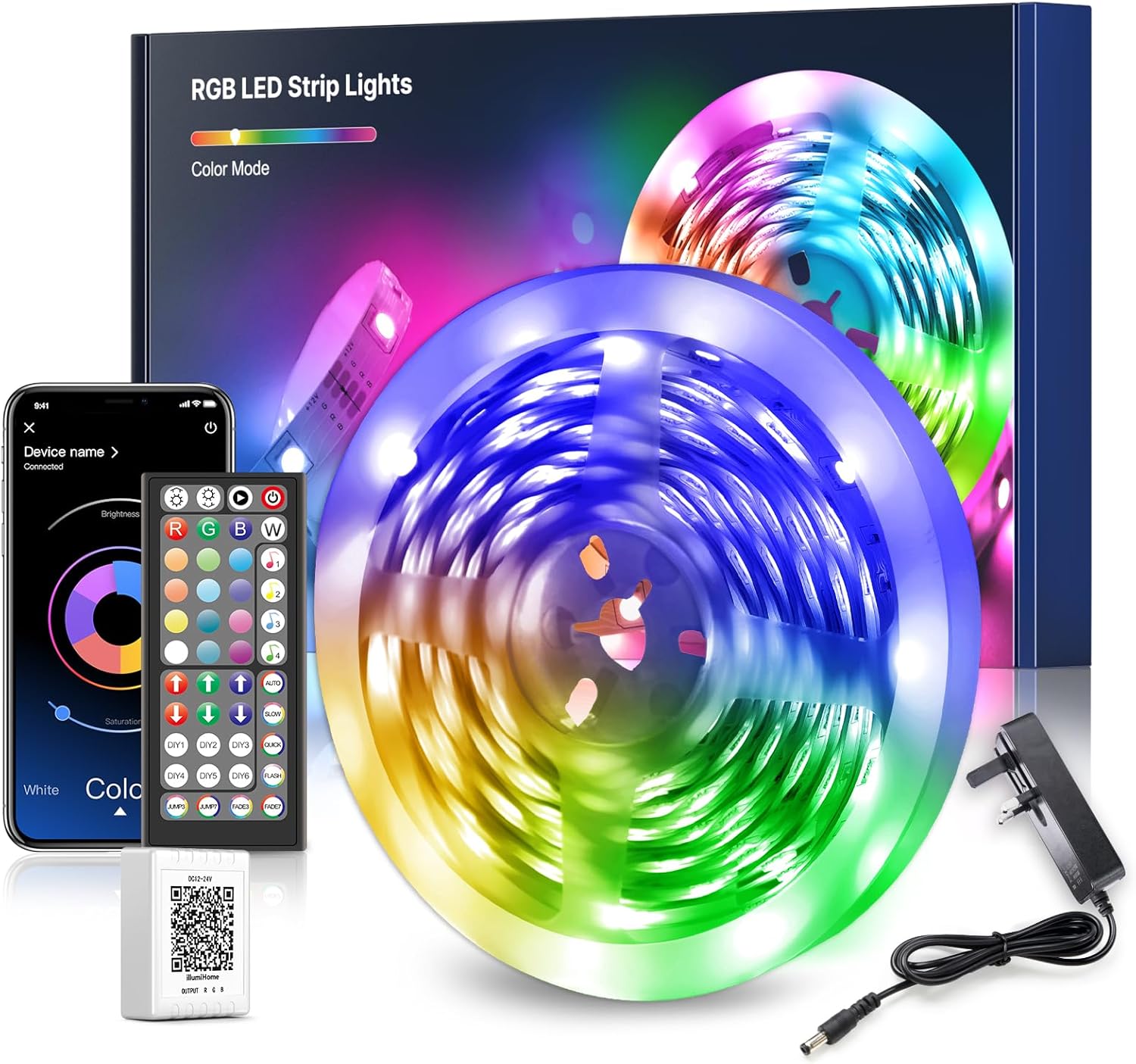 Nexillumi LED Strip Lights 10M, Bluetooth RGB Light Strips with Remote & App, Co...