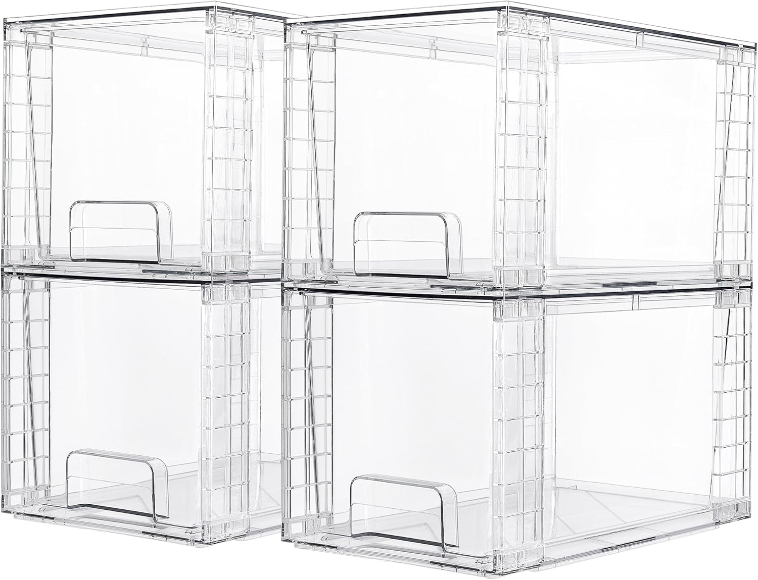 Vtopmart 4 Pack Stackable Storage Drawers,Clear Acrylic Drawer Organizers with H...