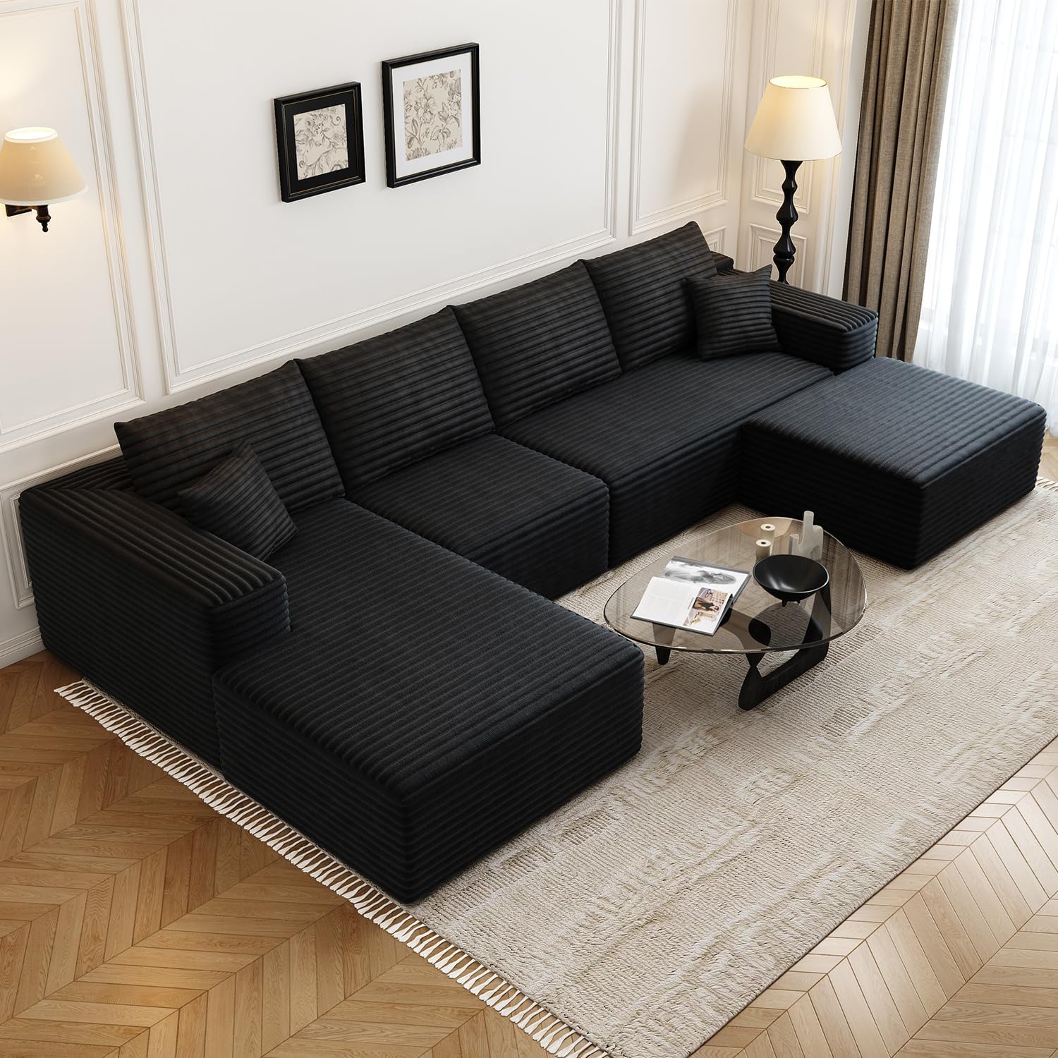Impressive Cloud Modular Sectional Couch, Modern Minimalist Upholstered Sofa wit...
