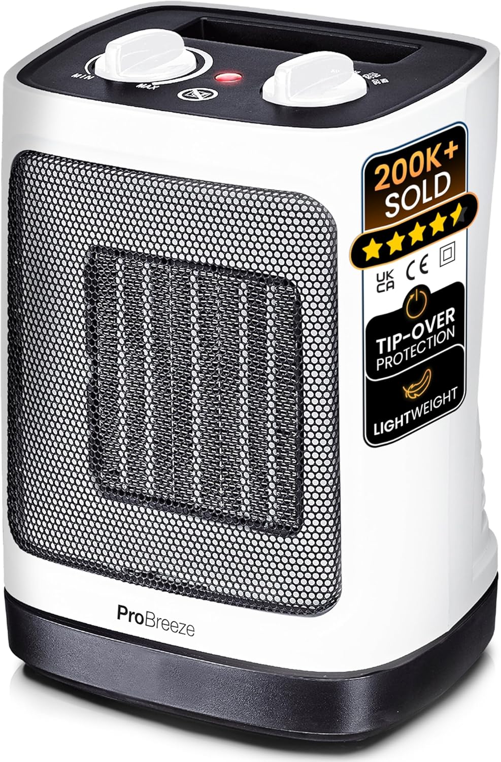 Pro Breeze 2000W Mini Ceramic Fan Heater - 3 Heat...