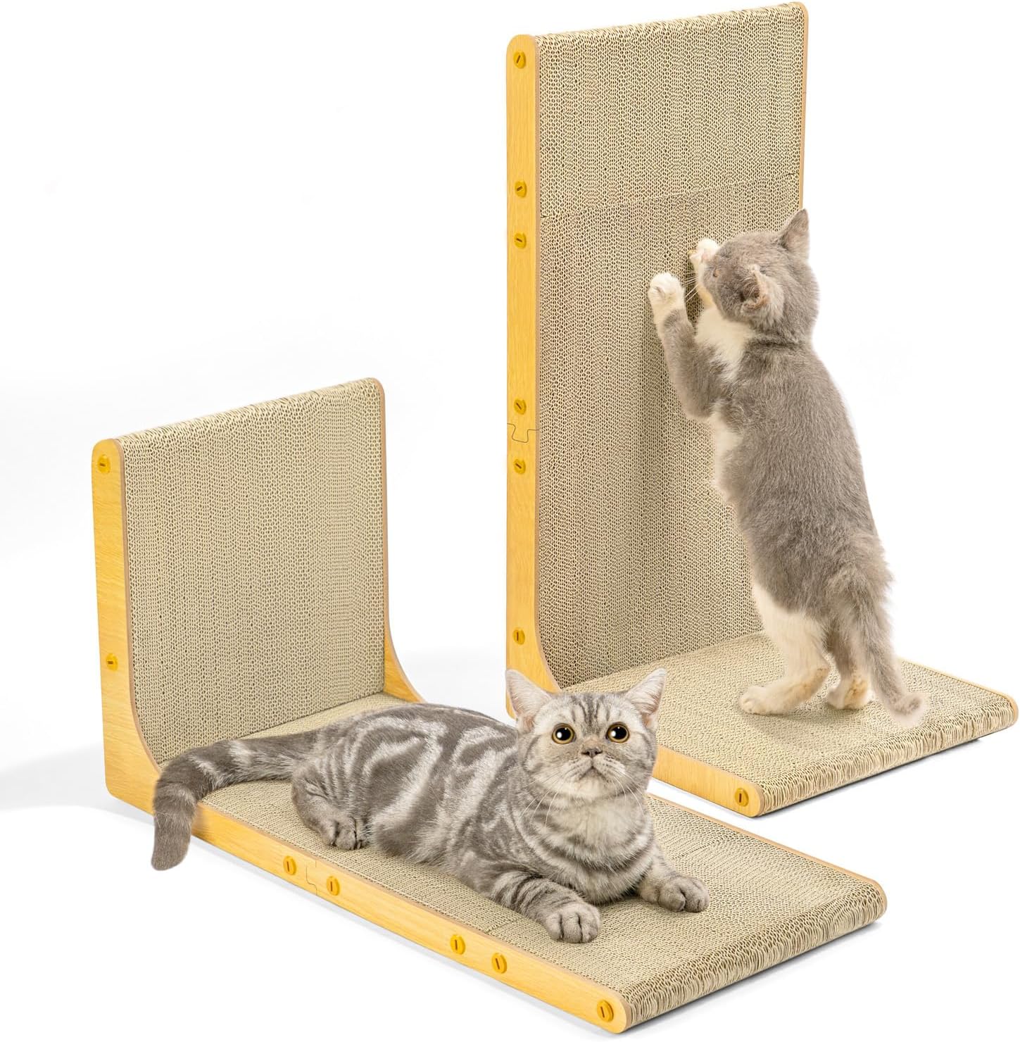 Exclusive Conlun Cardboard Cat Scratcher, Unique L Shape Scratch Pad for Cats, S...