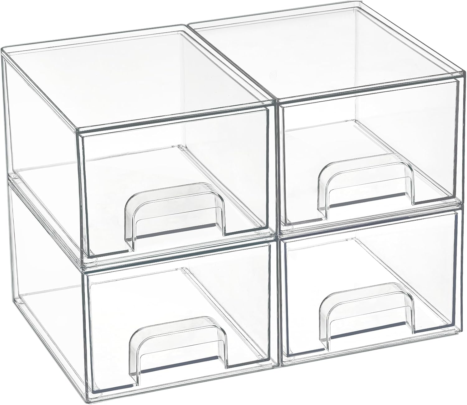 Vtopmart 4 Pack Clear Makeup Organiser, Acrylic Small Stackable Storage Drawers,...