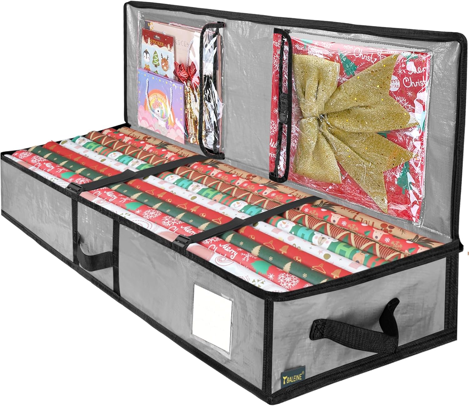 BALEINE SOFT Christmas Wrapping Paper Storage Bag, 40" Durable PE Gift Wrap Stor...