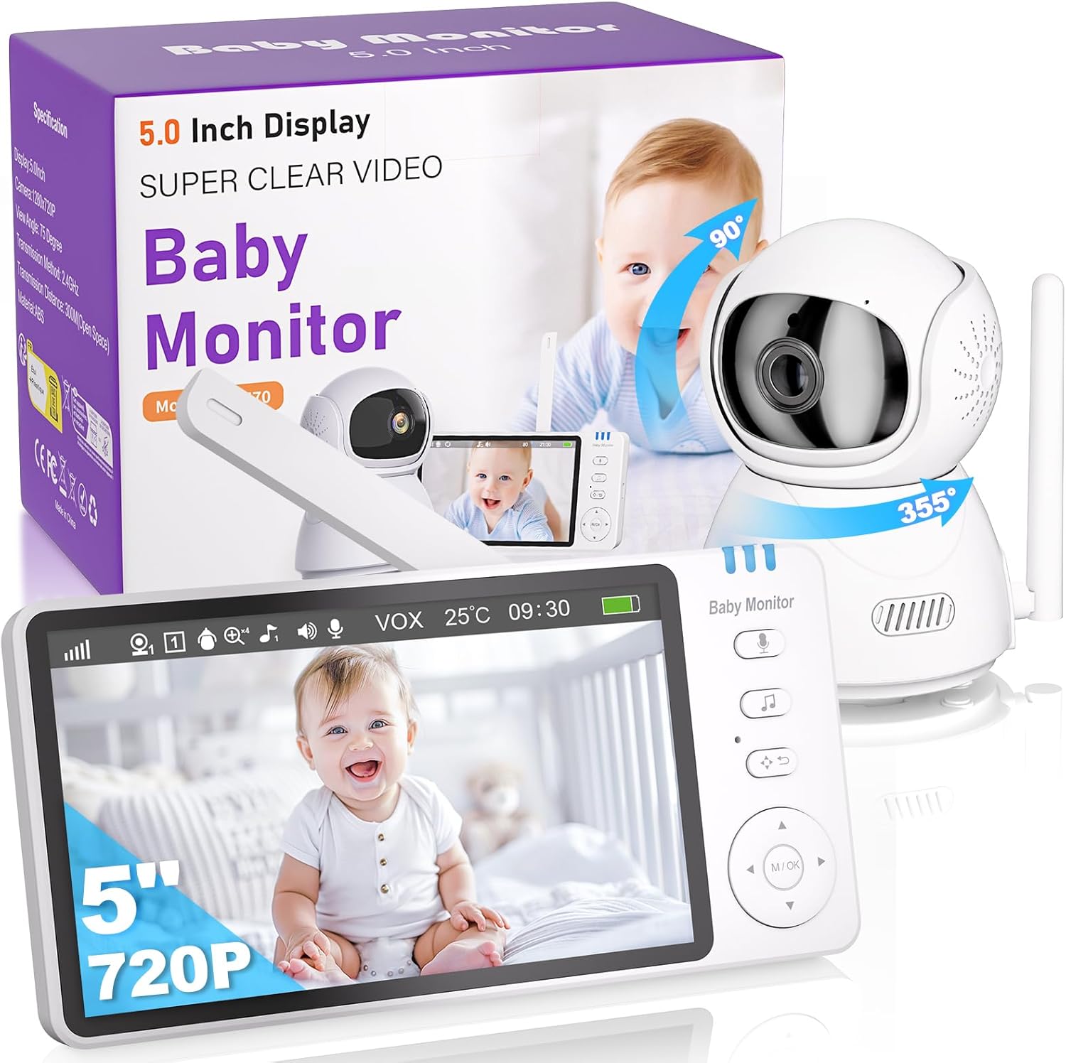 BURNNOVE Baby Monitor, Special WiFi-free Video Baby Monitor with High-Resolution...