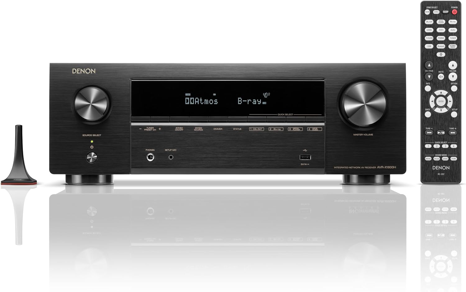 Denon AVR-X1800H 7.2 Channel AV Stereo Receiver - 80W/Channel, Wireless Streamin...