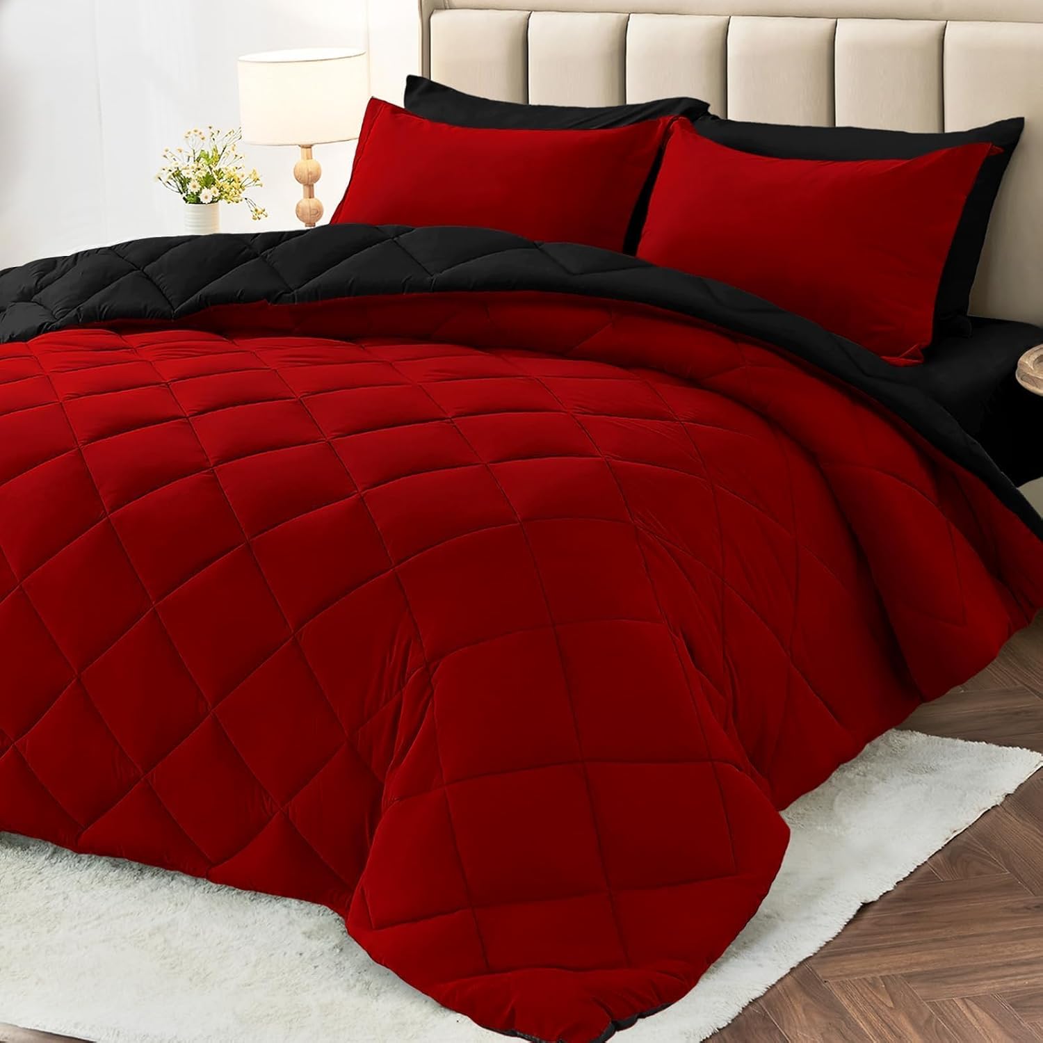 MUXHOMO 7 Pieces King Comforter Set, Special Rever...