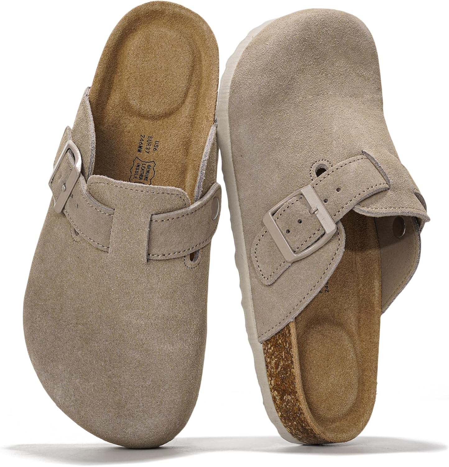 Stylish Project Cloud Leather Footbed Clogs, Special Memory Foam Slippers with A...