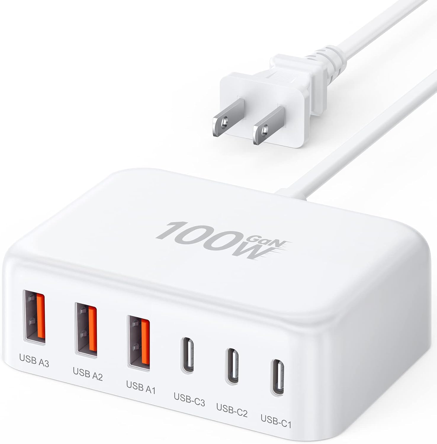 USB C Fast Charger, 100W GaN 6 Port Type USB C Charging Station Hub Block Cube,...