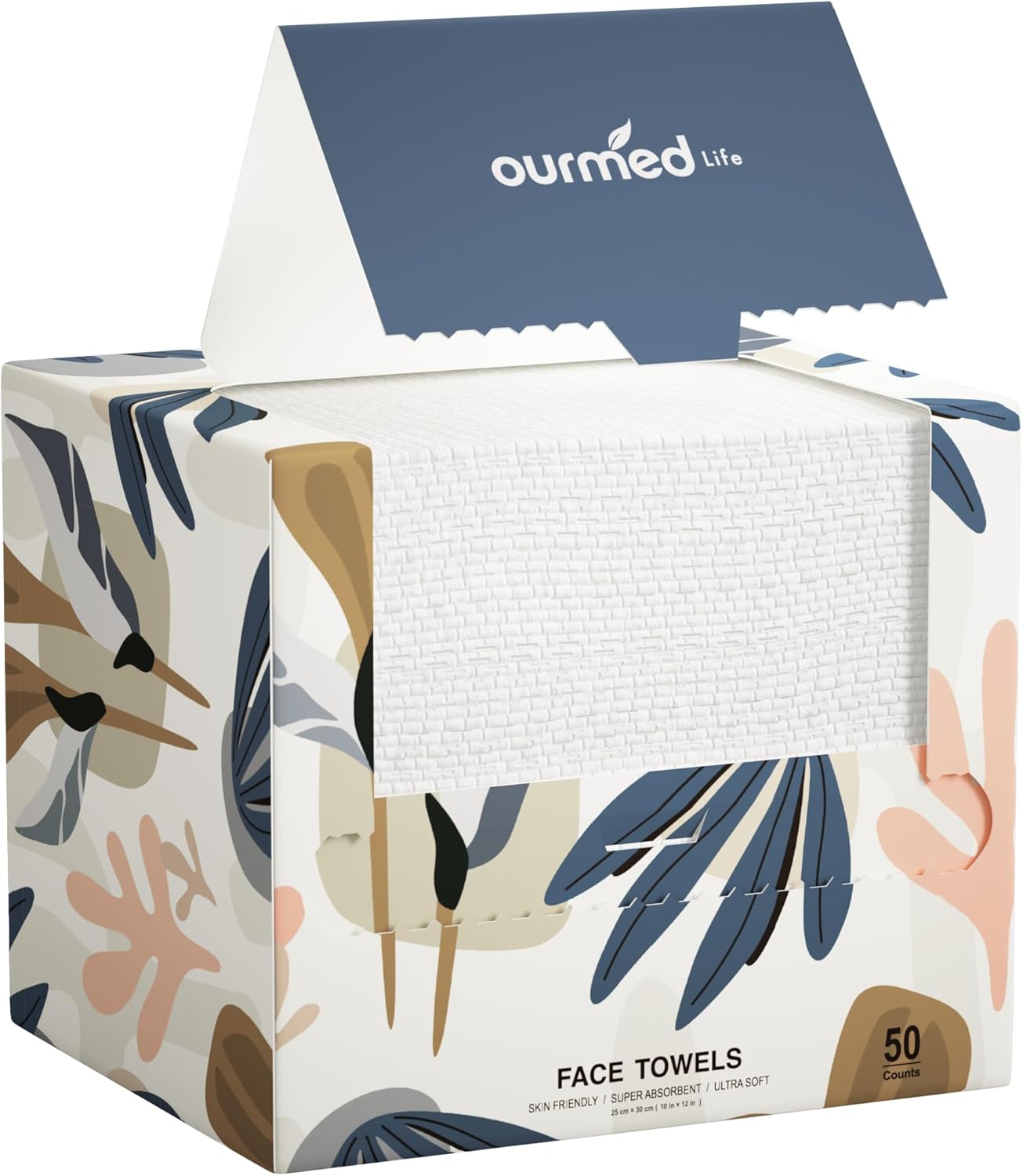 Ourmed Life Face Towels, Disposable Biodegradable Facial Towels for Sensitive Sk...