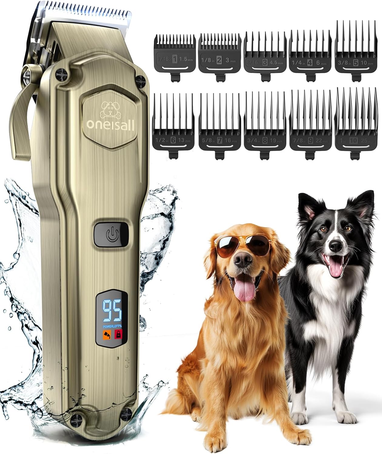 oneisall Dog Clippers for Grooming for Thick Heavy Coats/Low Noise Rechargeable...