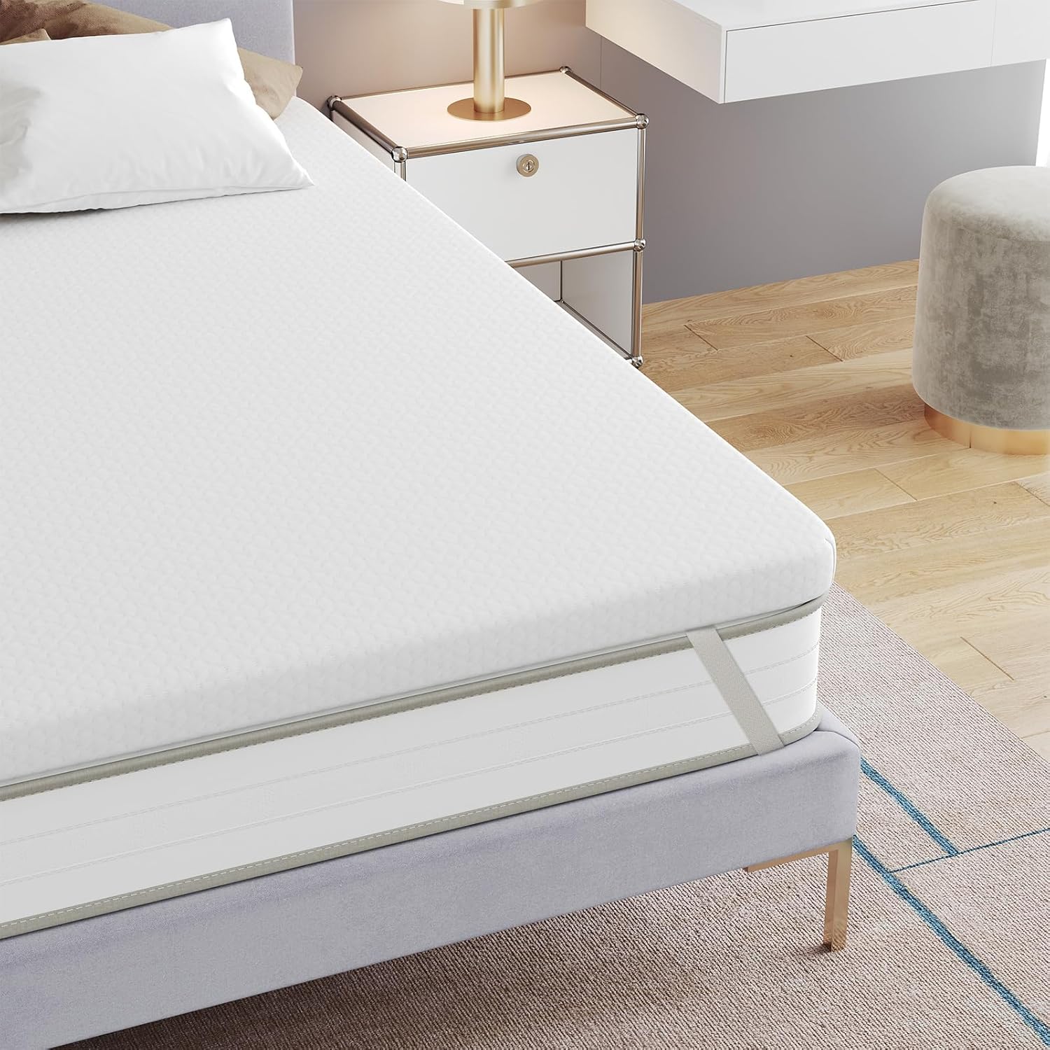FRIDEKO King Memory Foam Mattress Topper, Mattress Topper Kingsize with High-Den...