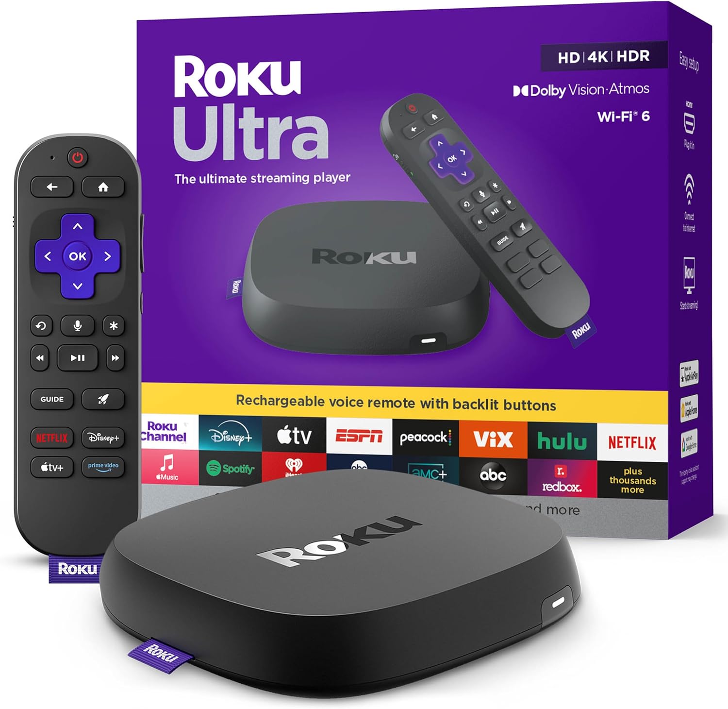 Roku Ultra - Ultimate Streaming Player - 4K Streaming Device for TV with HDR10+,...