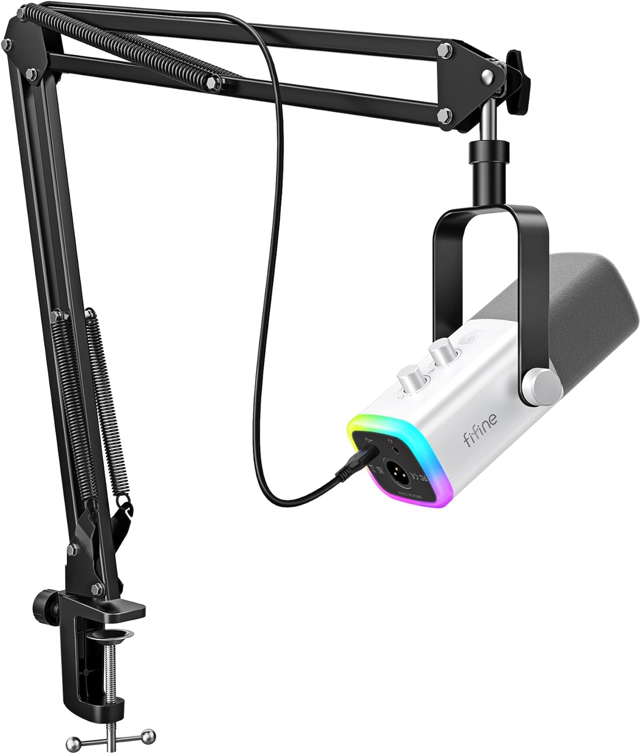 FIFINE AM8 Podcast Microphone kit, Gaming mic with Boom Arm Compatible with PC/C...
