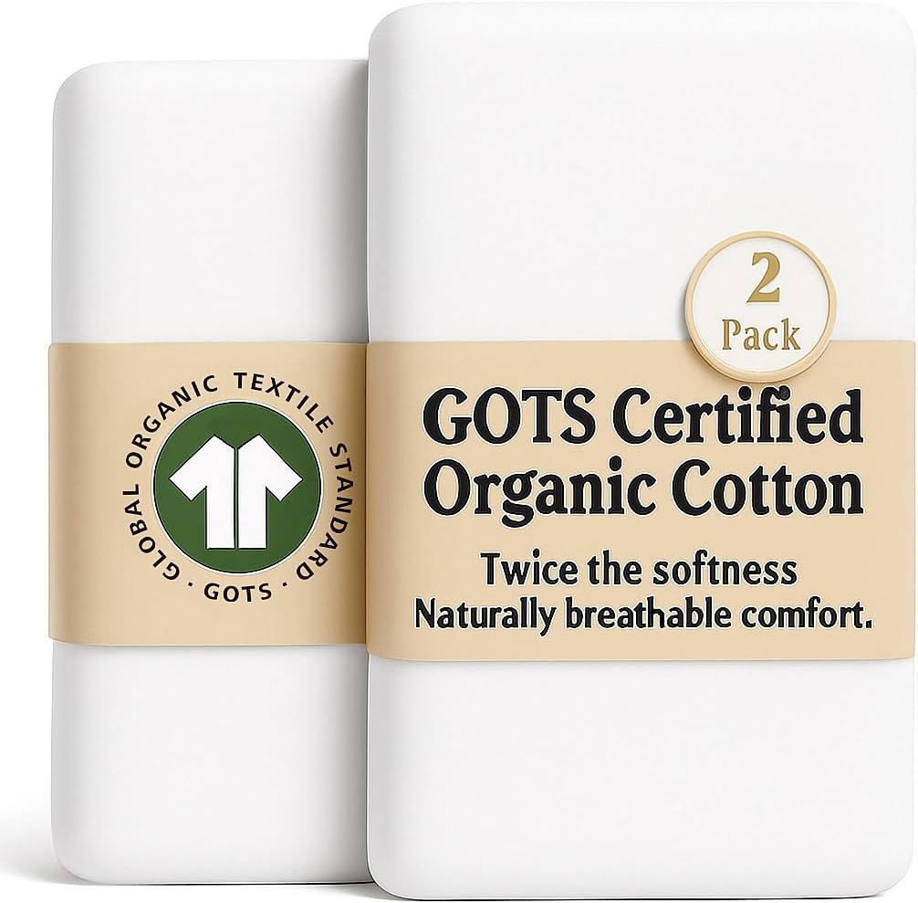 Luxuriously Soft and Organic GOTS Cot Bed Sheets, Special Cot Sheets 140 x 70 Fi...