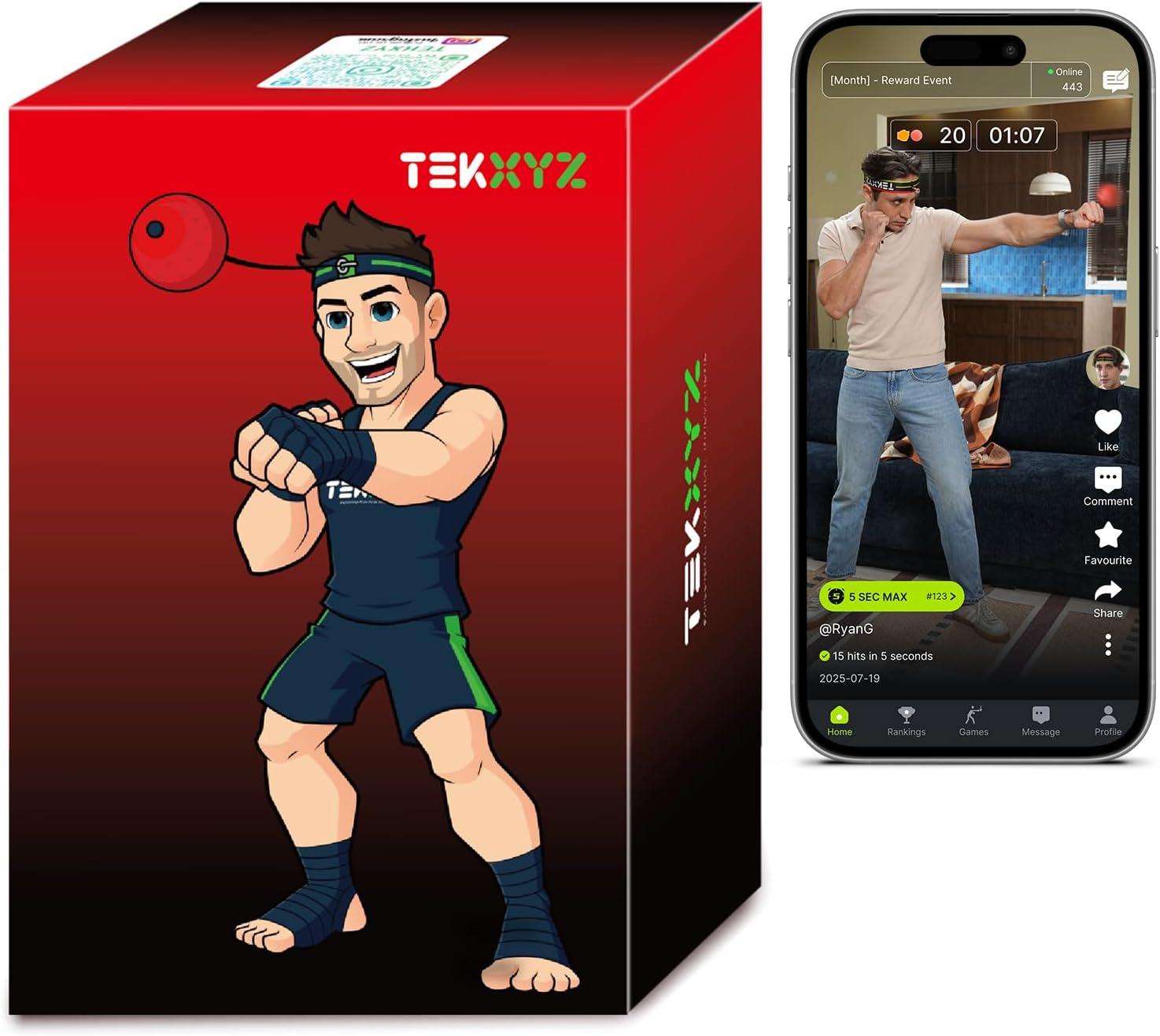 TEKXYZ Reflex Ball, Innovative Reflex Ball with Counter App, Special Fitness Ref...