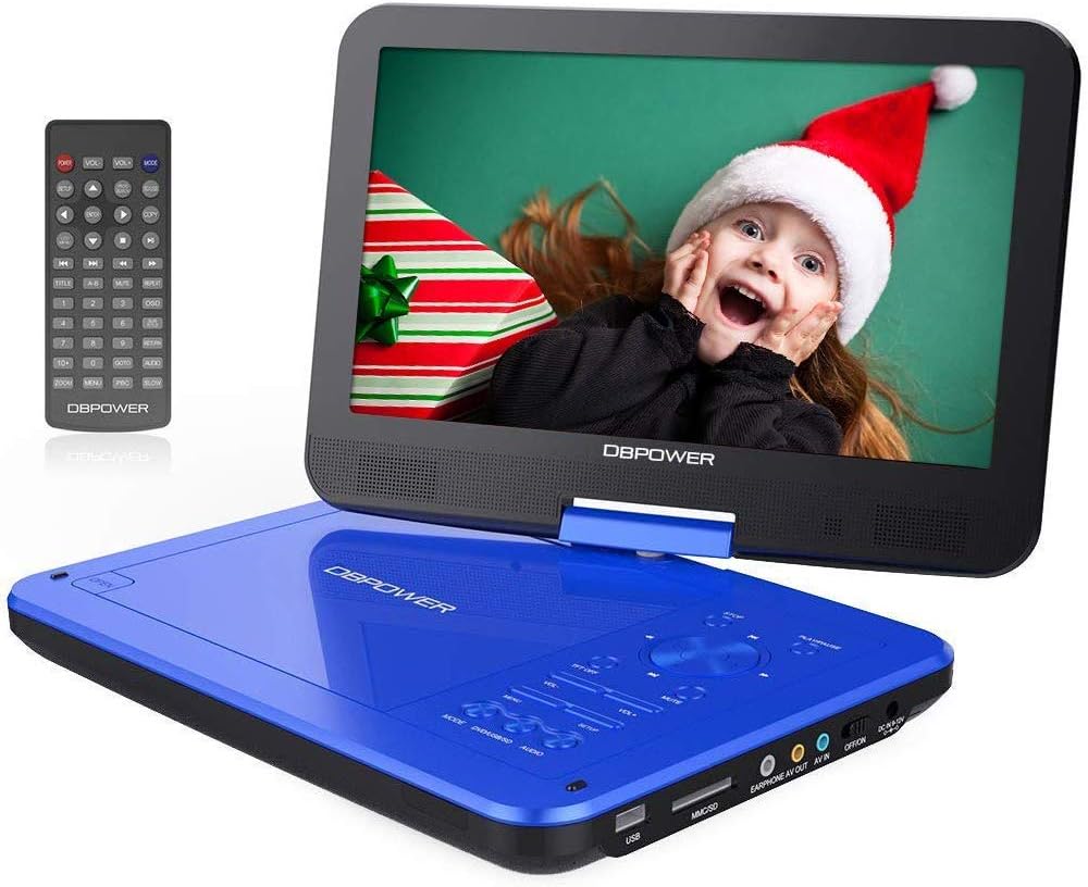 DBPOWER® 10" Portable DVD Player, 5 Hour Rechargeable Battery, Swivel Screen, Su...