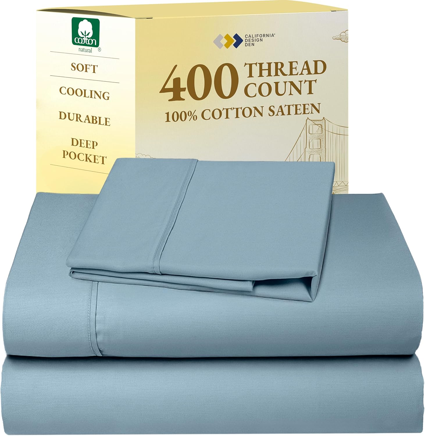 High-Quality California Design Den Twin XL Sheet Sets, Luxurious Soft 400 Thread...