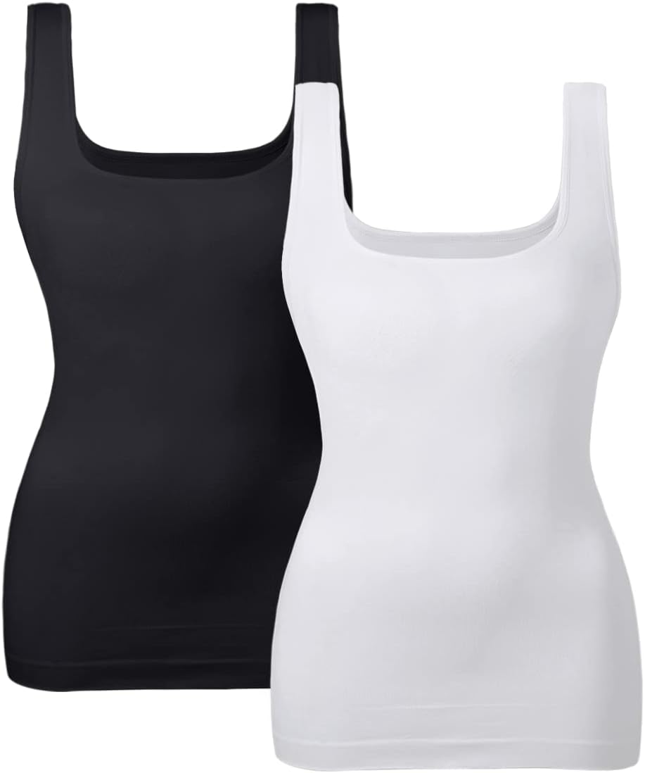 EUYZOU Women's Tummy Control Shapewear Tank Tops Seamless Square Neck Compressio...