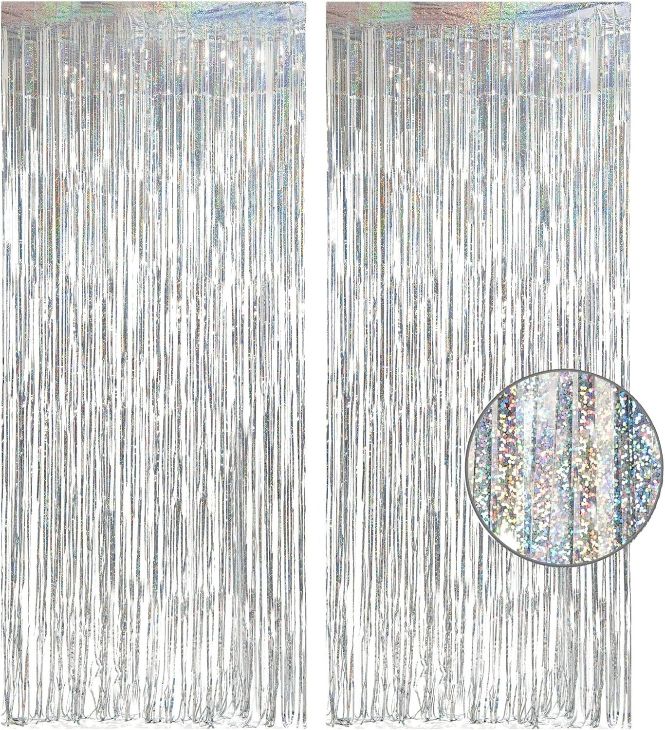 Silver Foil Fringe Tinsel Backdrop, Premium GREATRIL Party Streamers, Innovative...