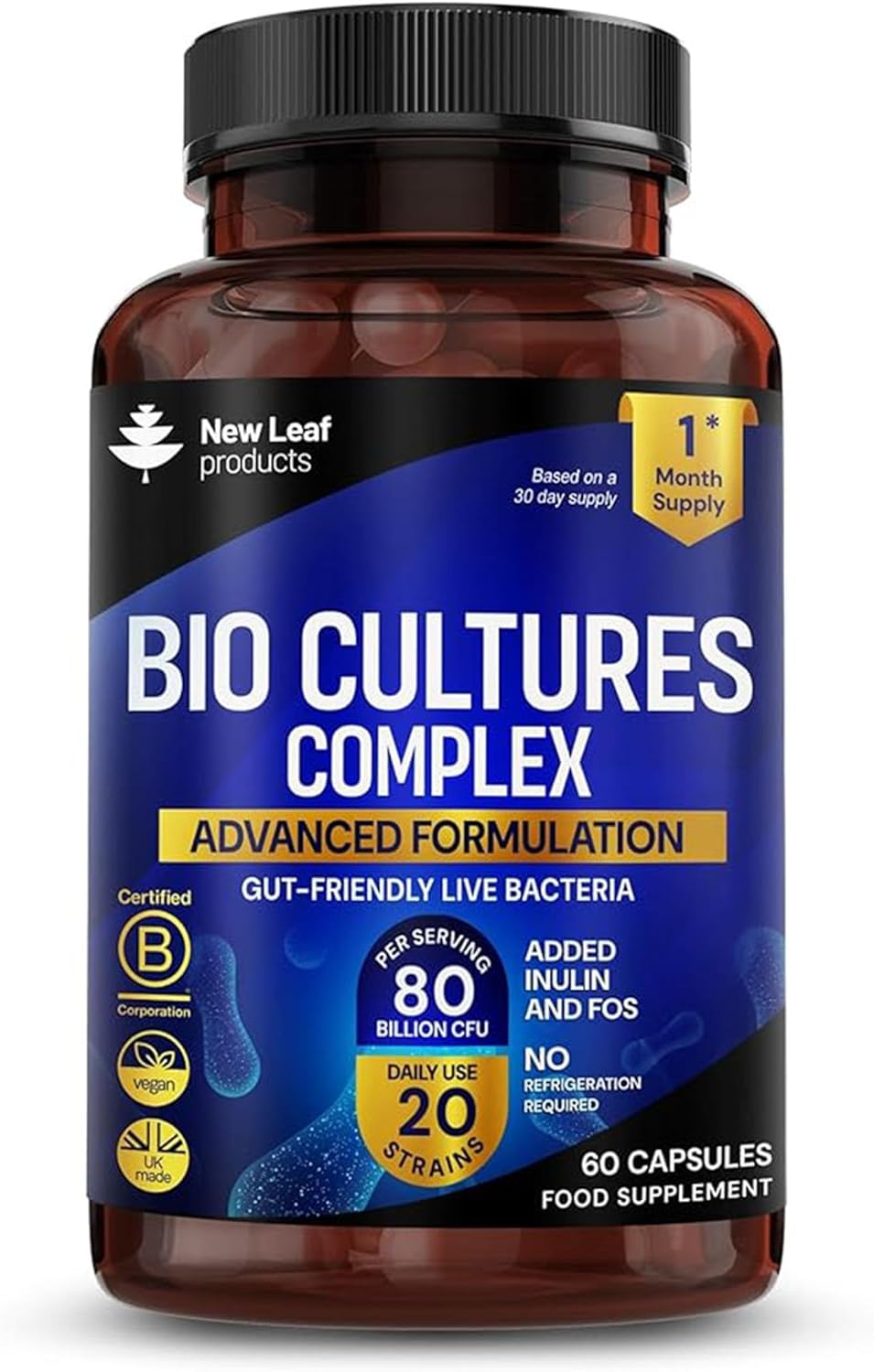 Probiotics & Prebiotics 80 Billion CFU: 20 Live Strains Including Lactobacillus...
