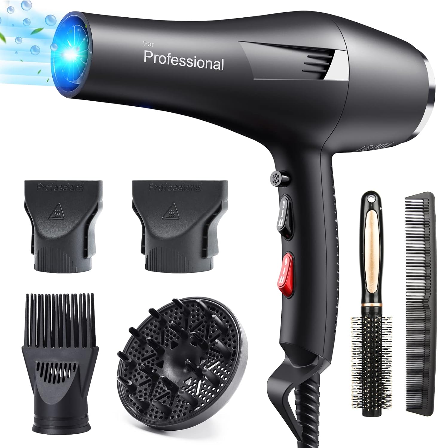 HappyGoo Hair Dryer Professional Ionic Hairdryer Fast Drying Salon with 2 Speed...