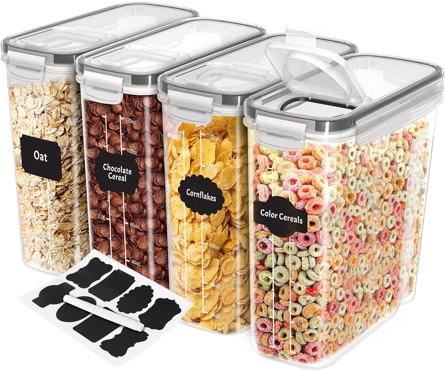 KICHLY Cereal Storage Container, Special BPA Free Plastic Container Set, Innovat...
