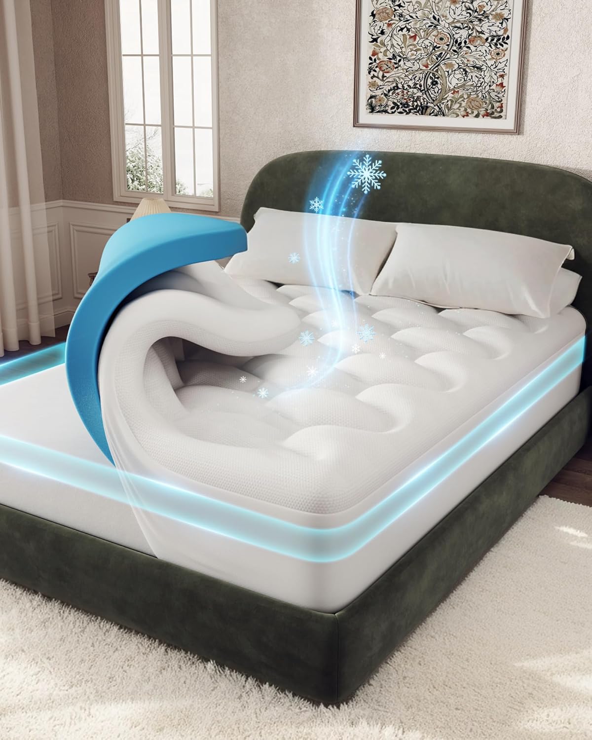 OhGeni Cooling Mattress Topper, Premium King Size Dual Layer Mattress, Special G...