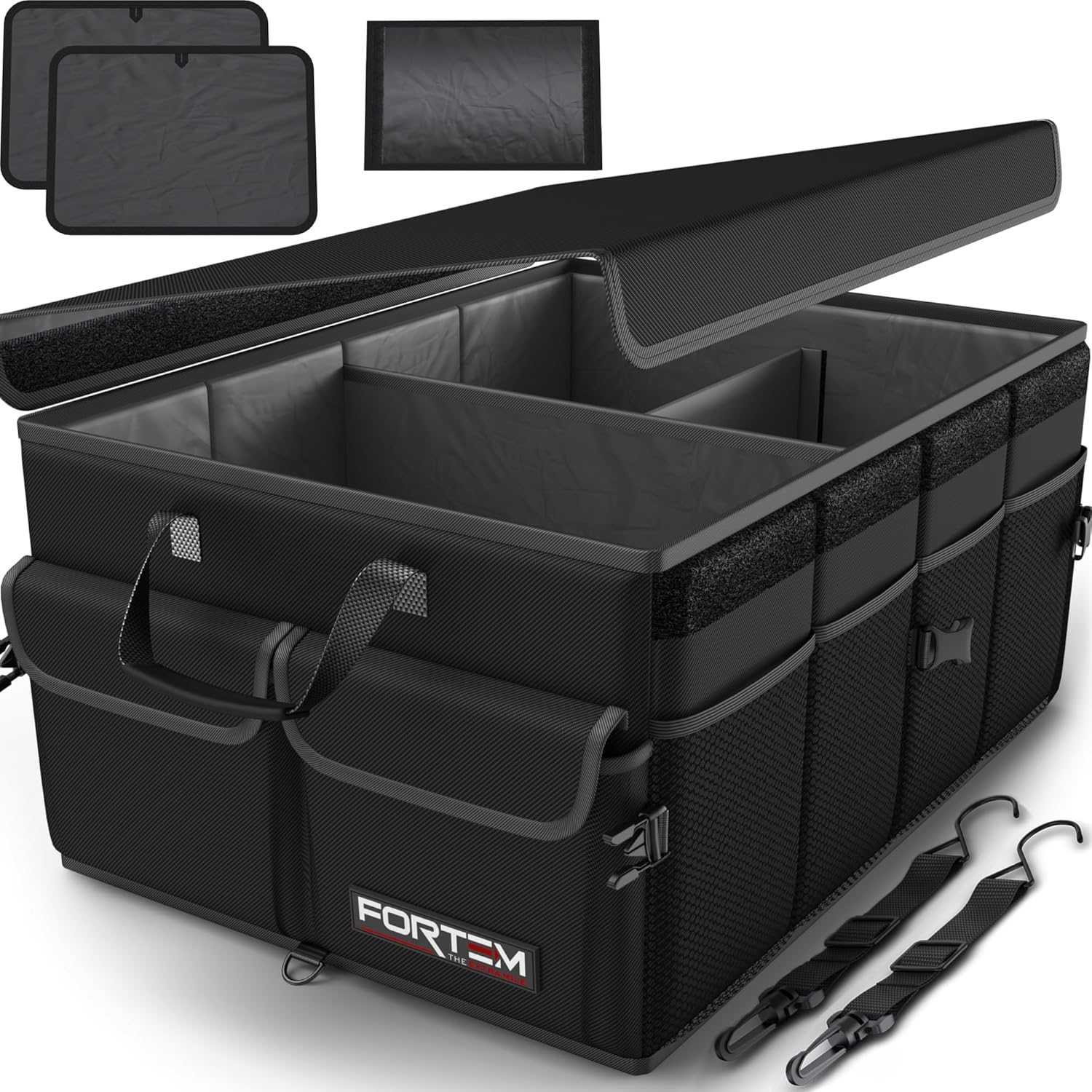 FORTEM Car Boot Organiser, Collapsible Multi Compartment SUV Organizer, Foldable...