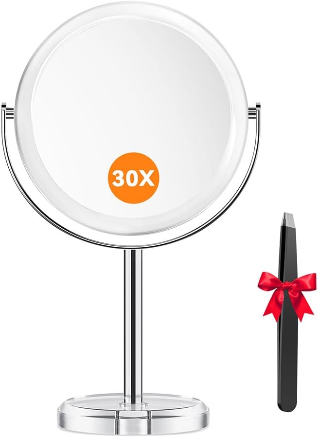 Unique Auxmir 30X Magnifying Mirror, Special Makeup Mirror with Tweezers, Innova...