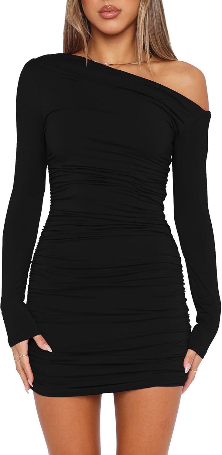 Elegant Mokoru Women's Dress, Sexy Off Shoulder Cocktail Party Dress with Long S...