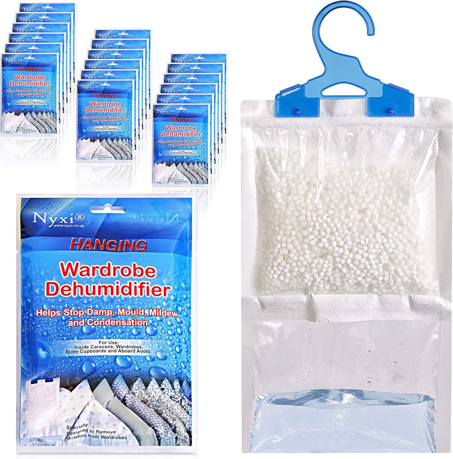 Nyxi Hanging Interior Wardrobe Dehumidifier, Special Dehumidifier Set of 80, Inn...