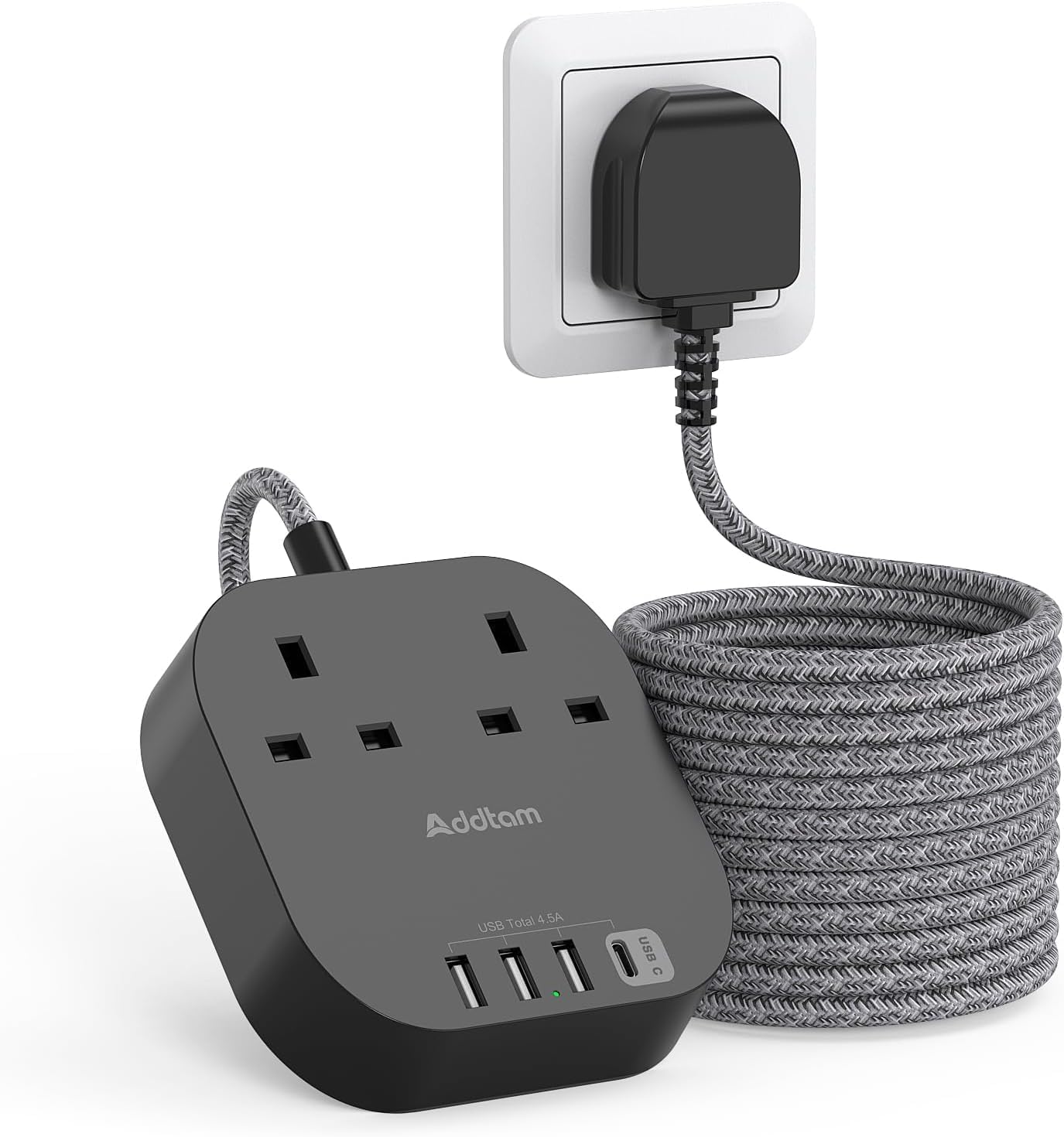 High-Quality 5M Extension Lead, Special Power Strips with 2 Way Outlets, Efficie...