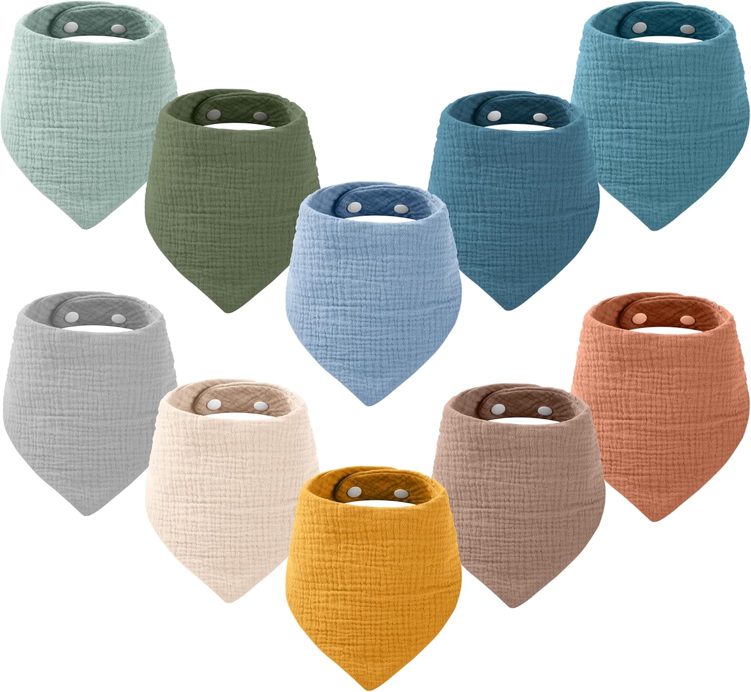 Yoofoss Muslin Baby Bibs 10 Pack Dribble Bandana Bibs 100% Cotton Drool Bib for...