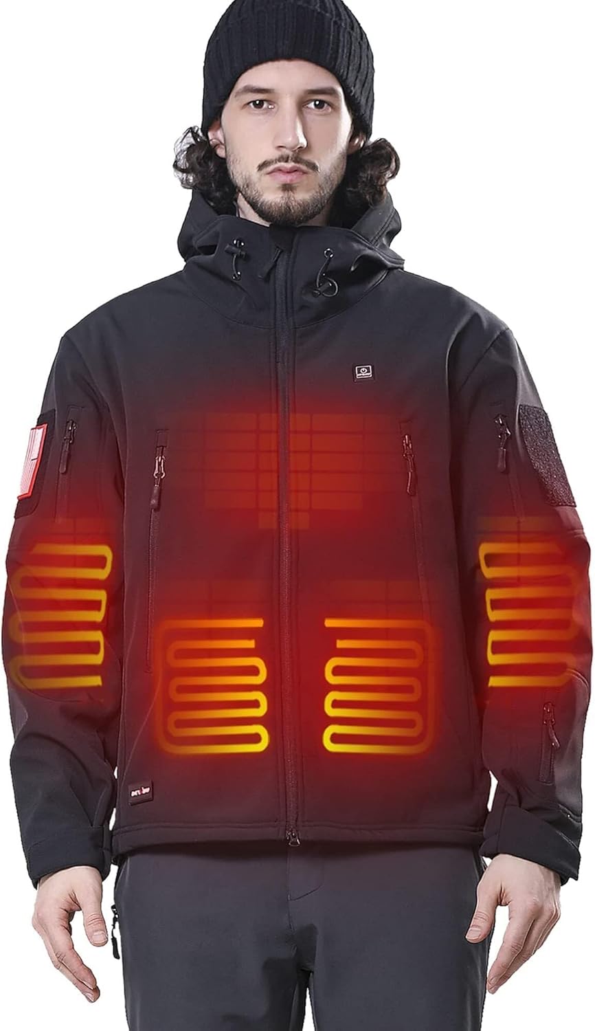 DEWBU Heated Jacket for Men with 12V Battery Pack Winter Outdoor Soft Shell Elec...