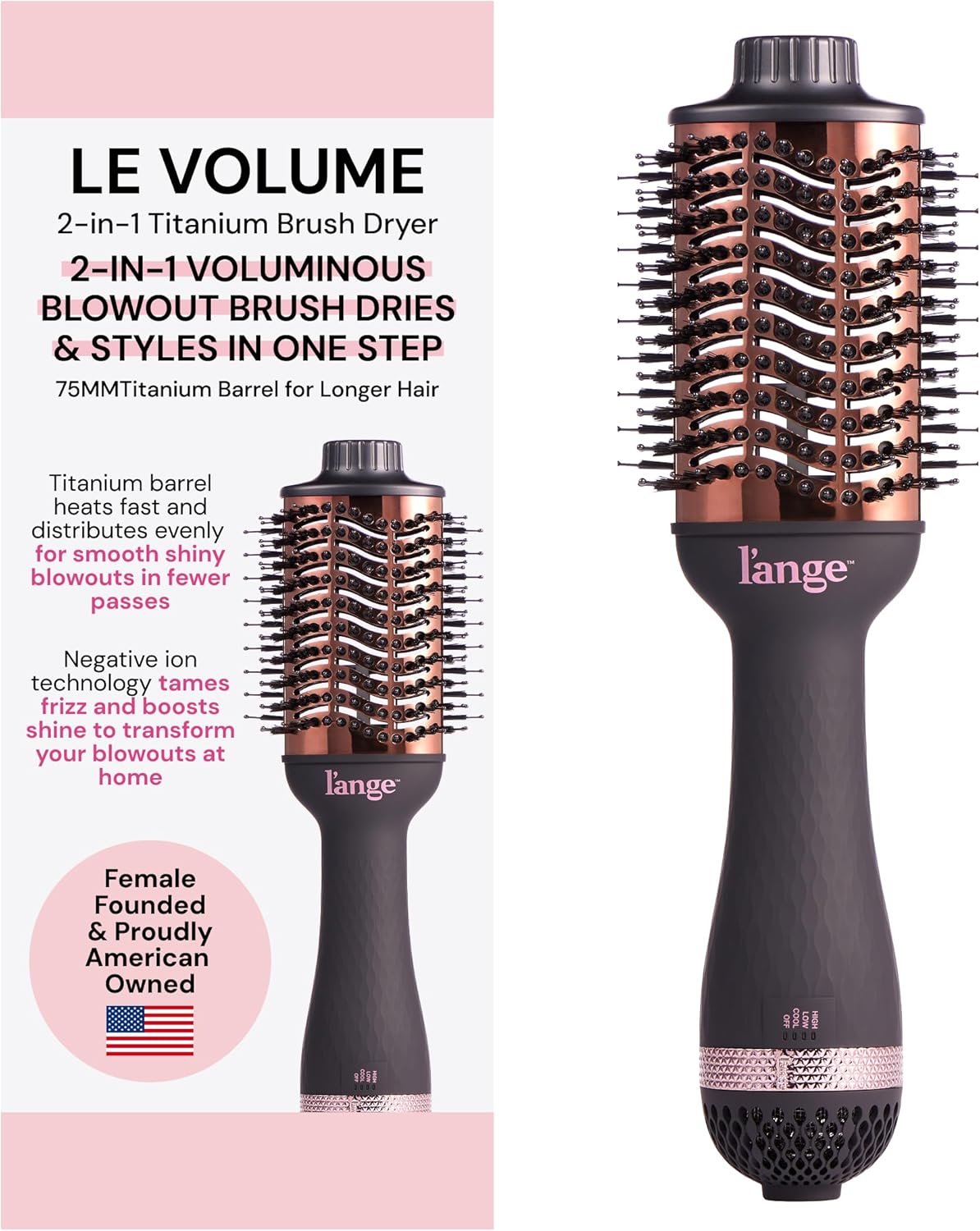 L'ANGE HAIR Le Volume 2-in-1 Titanium Blow Dryer Brush | Hot Air Brush for Hair...