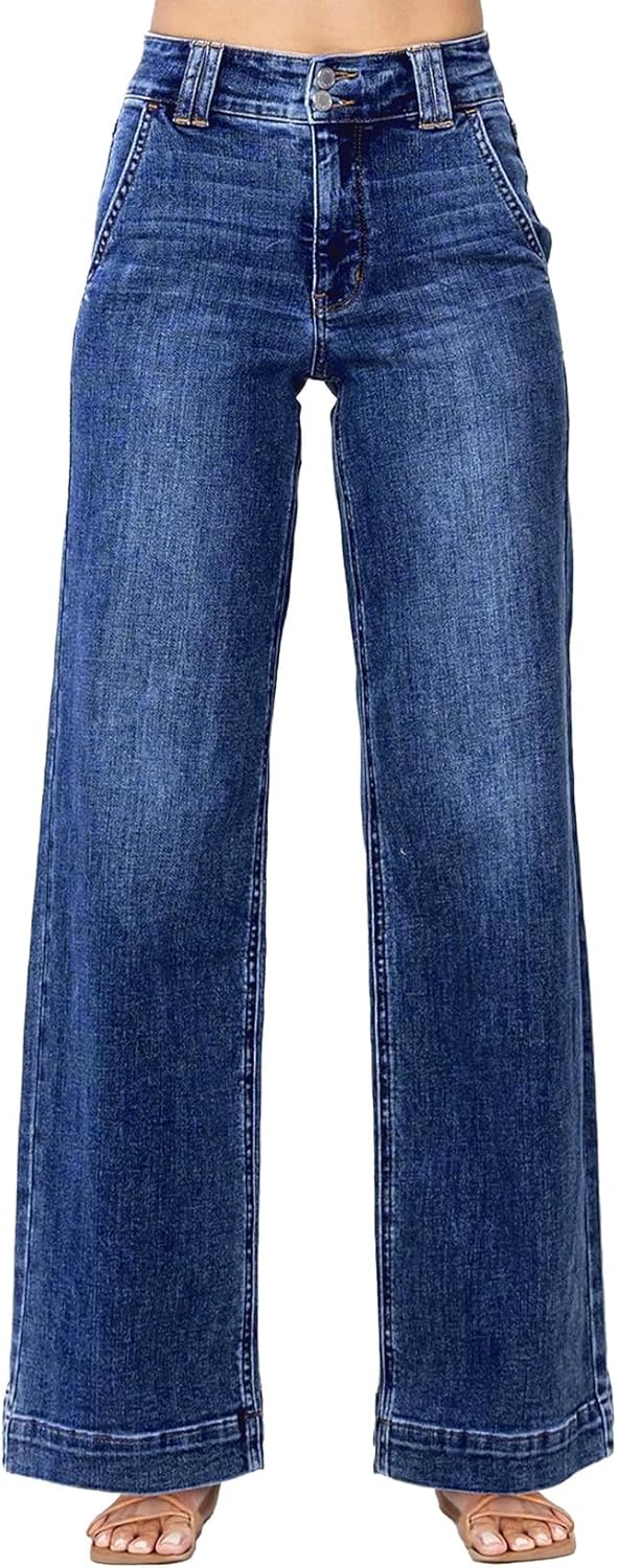 Astylish Jeans, Unique Women's Wide Leg High Waisted Jeans, Innovative Stretchy...