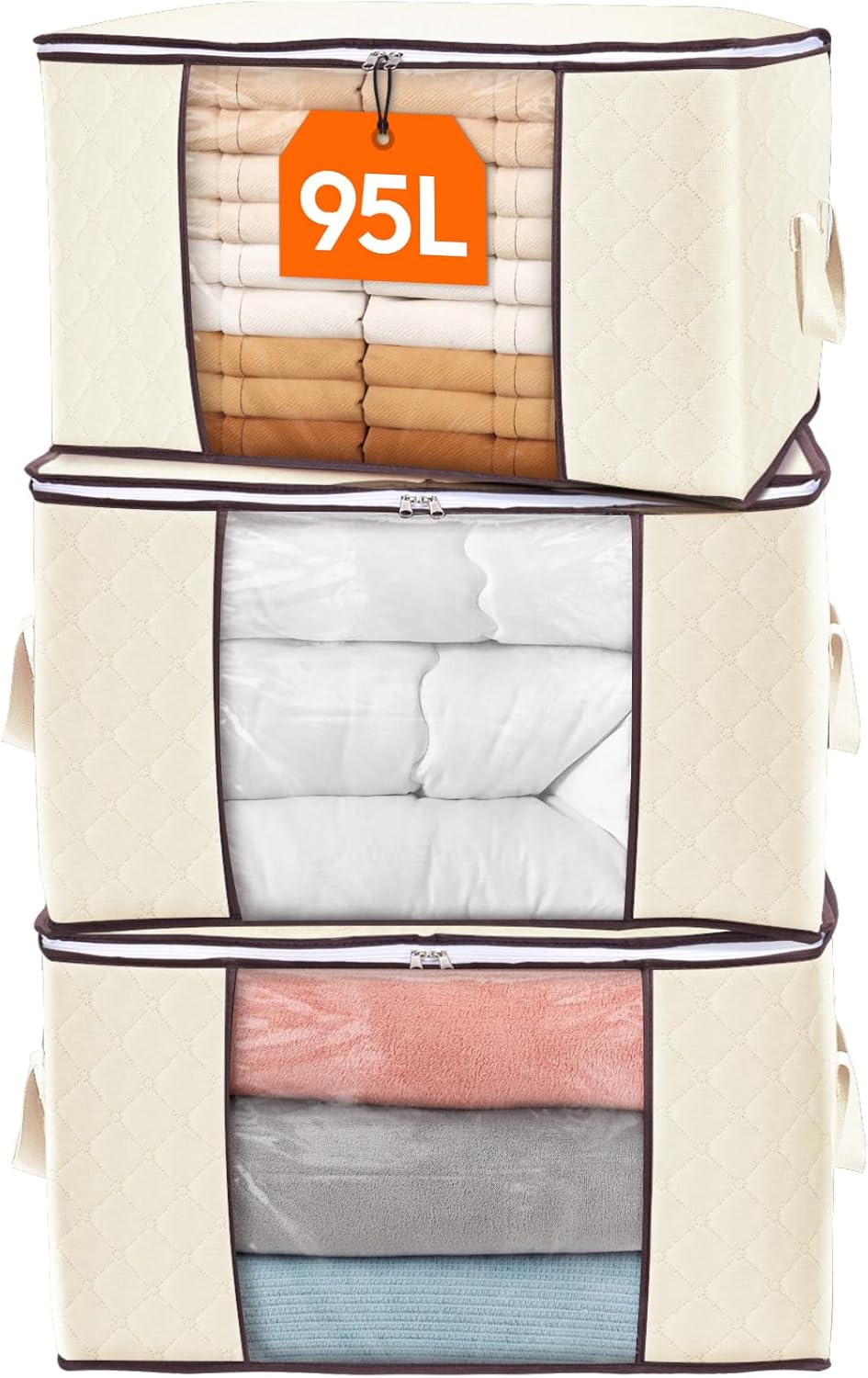 Lifewit Large Capacity Clothes Storage Bag Organizer with Reinforced Handle Thic...