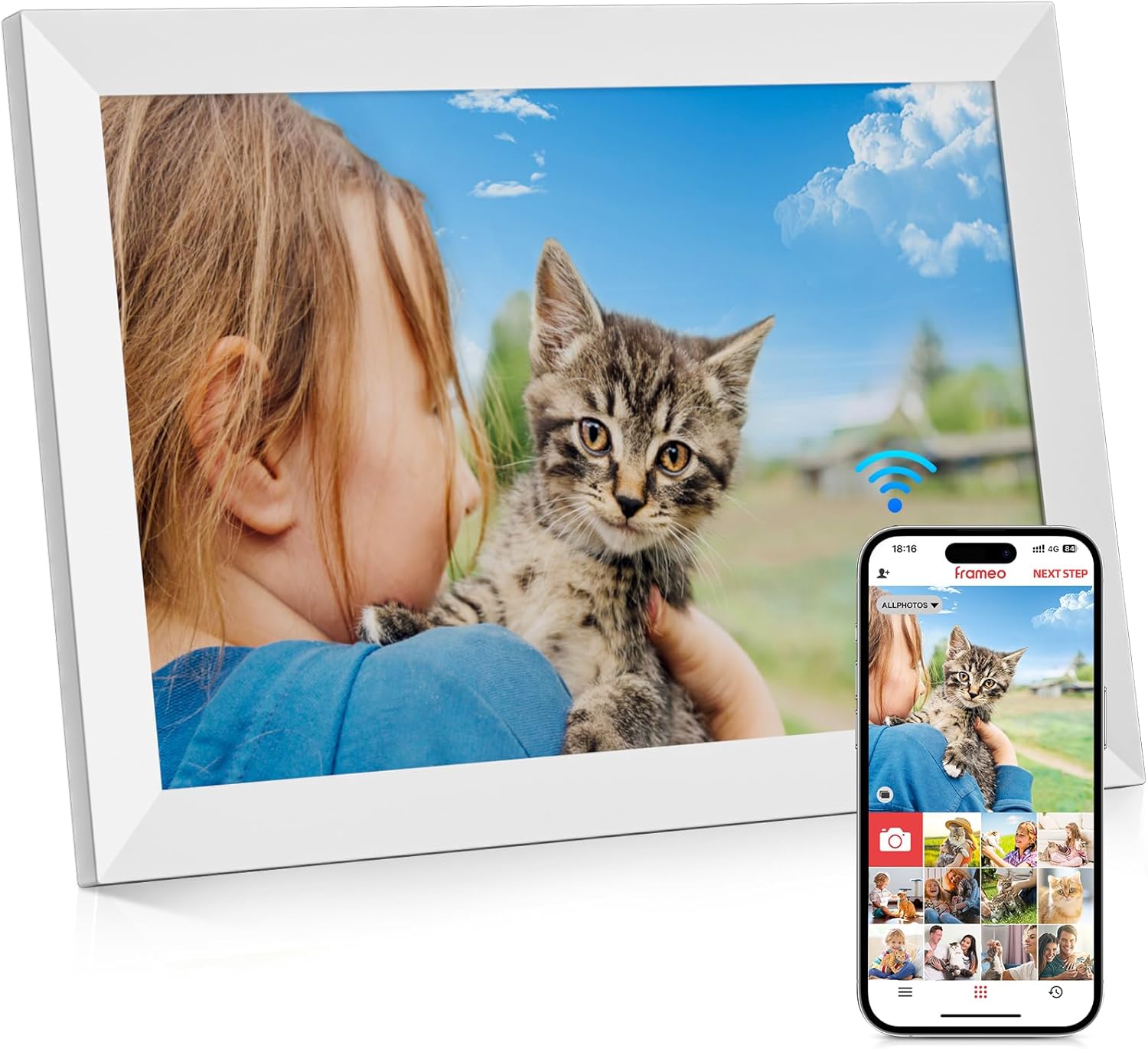 10.1 Inch Digital Photo Frame Wifi Built in 32GB Memory, 1280x800 IPS LCD Touchs...