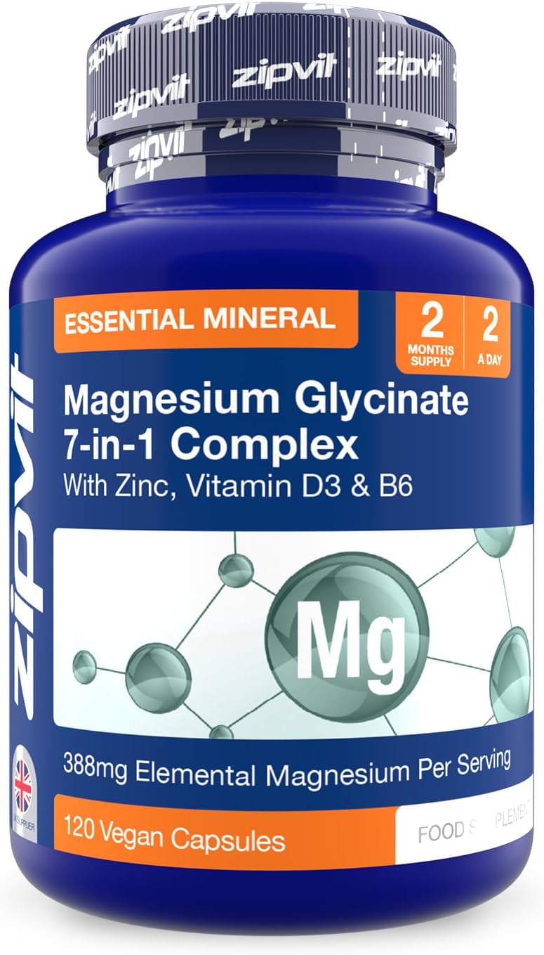 Zipvit Magnesium Glycinate 7-in-1 Complex, 1800mg with 388mg Elemental, High Abs...