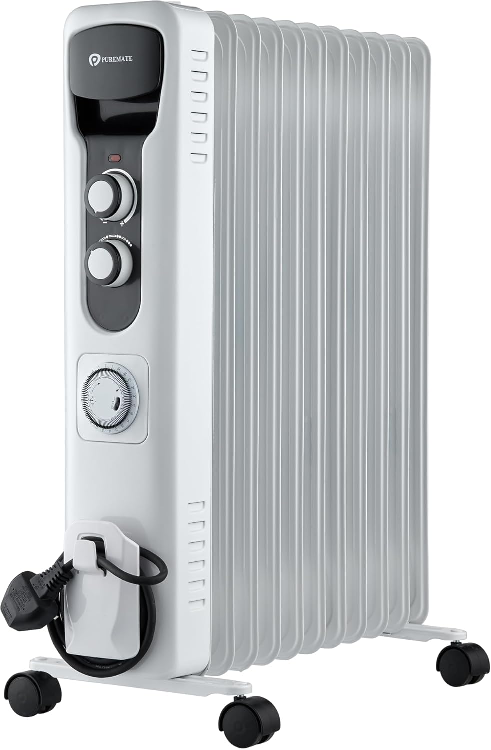PureMate Oil Filled Radiator, 2500W/2.5KW - 11 Fin - Portable Electric Heater, 3...