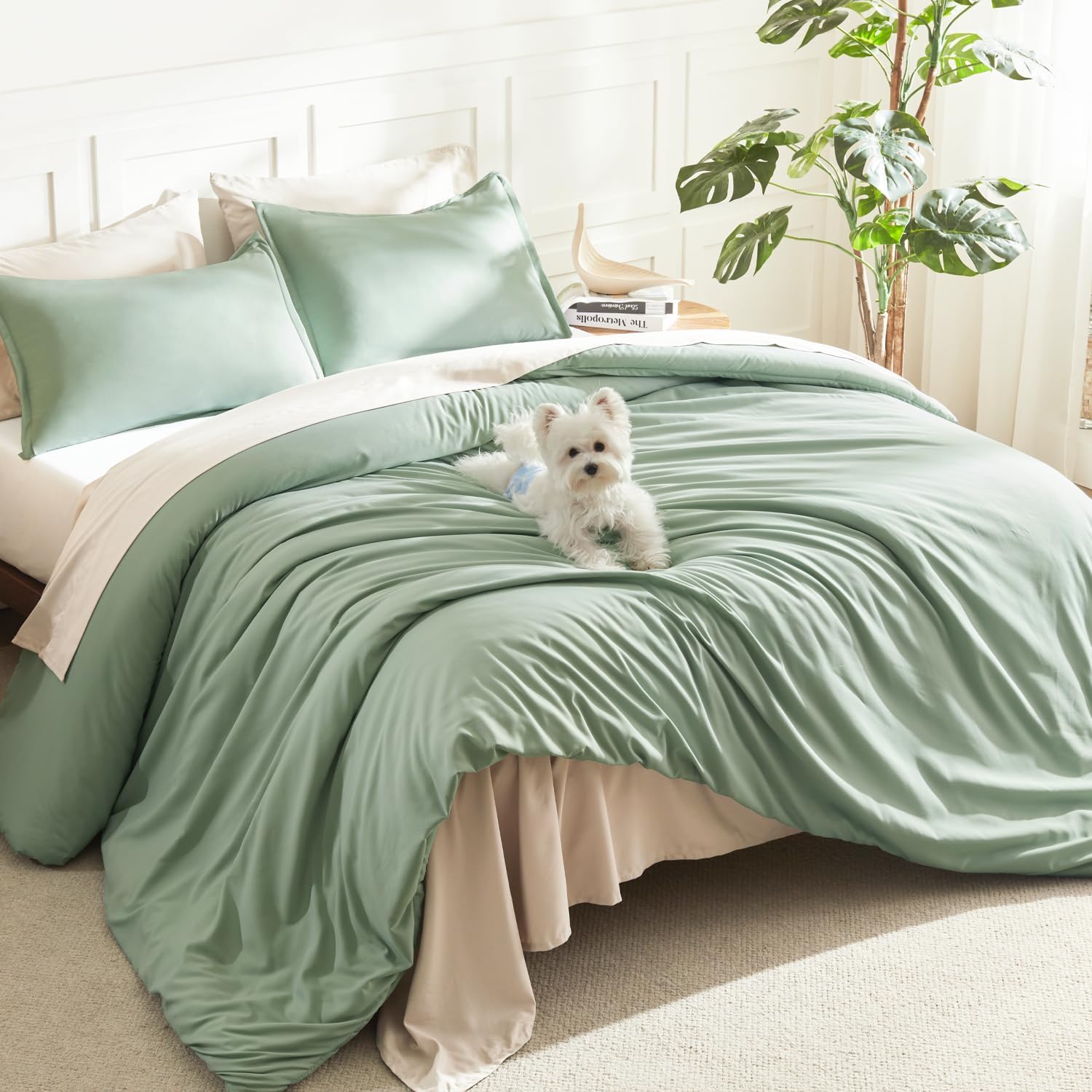 Litanika Comforter Set, Lightweight Solid Bedding...