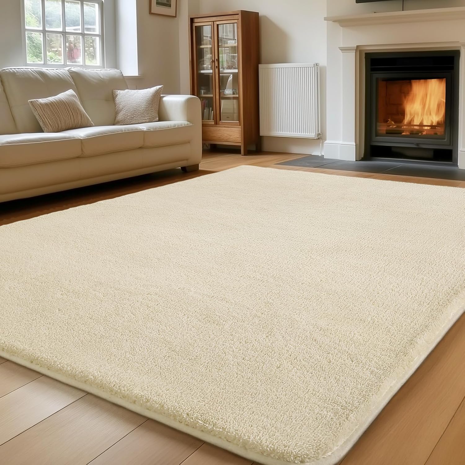Sour Lemon Carpet Rug, Premium Milky White Rug for Bedroom, Stylish Washable Are...