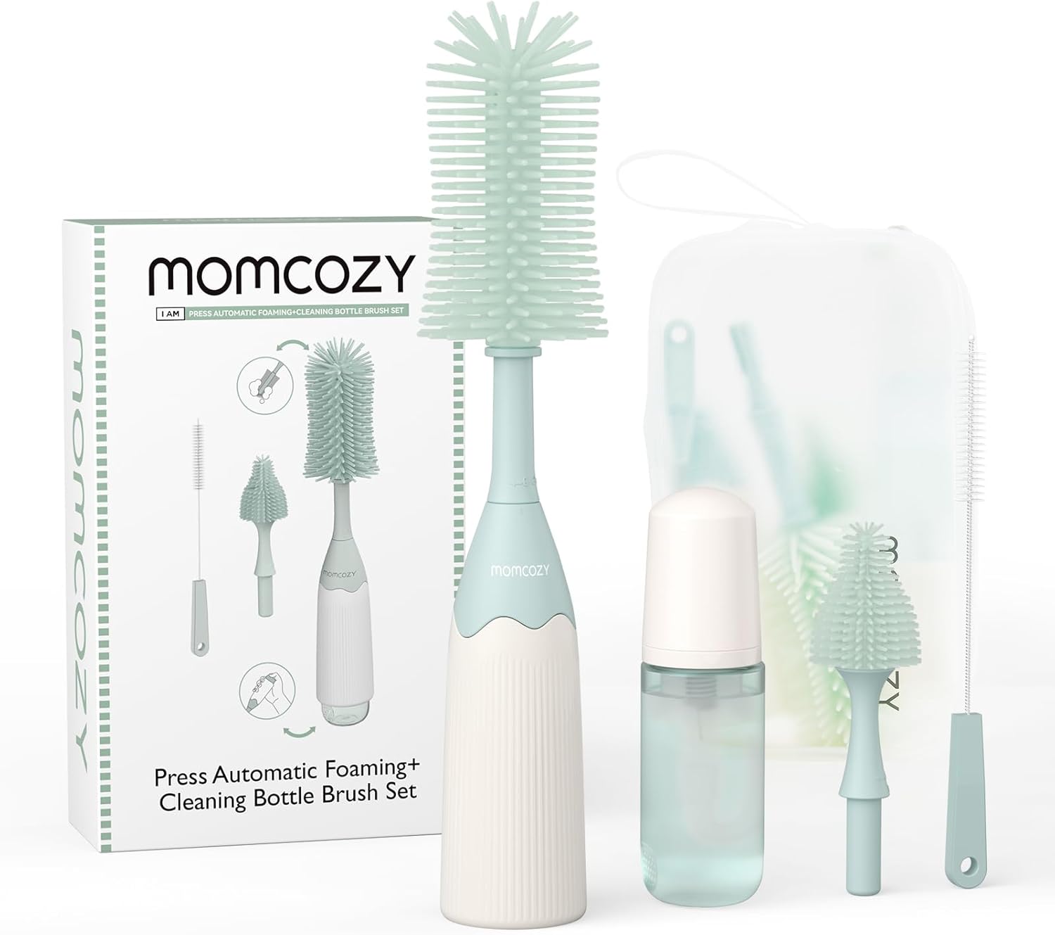 Momcozy Baby Bottle Brush Set, Innovative Press-to-Foam Design, Special Brush wi...