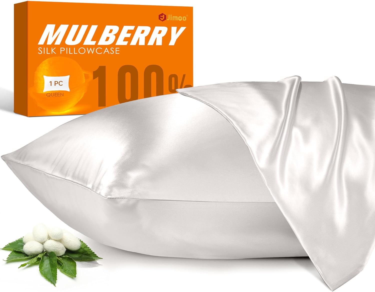 Luxurious J JIMOO Mulberry Silk Pillowcase, Premium Silk Pillow Case for Hair an...