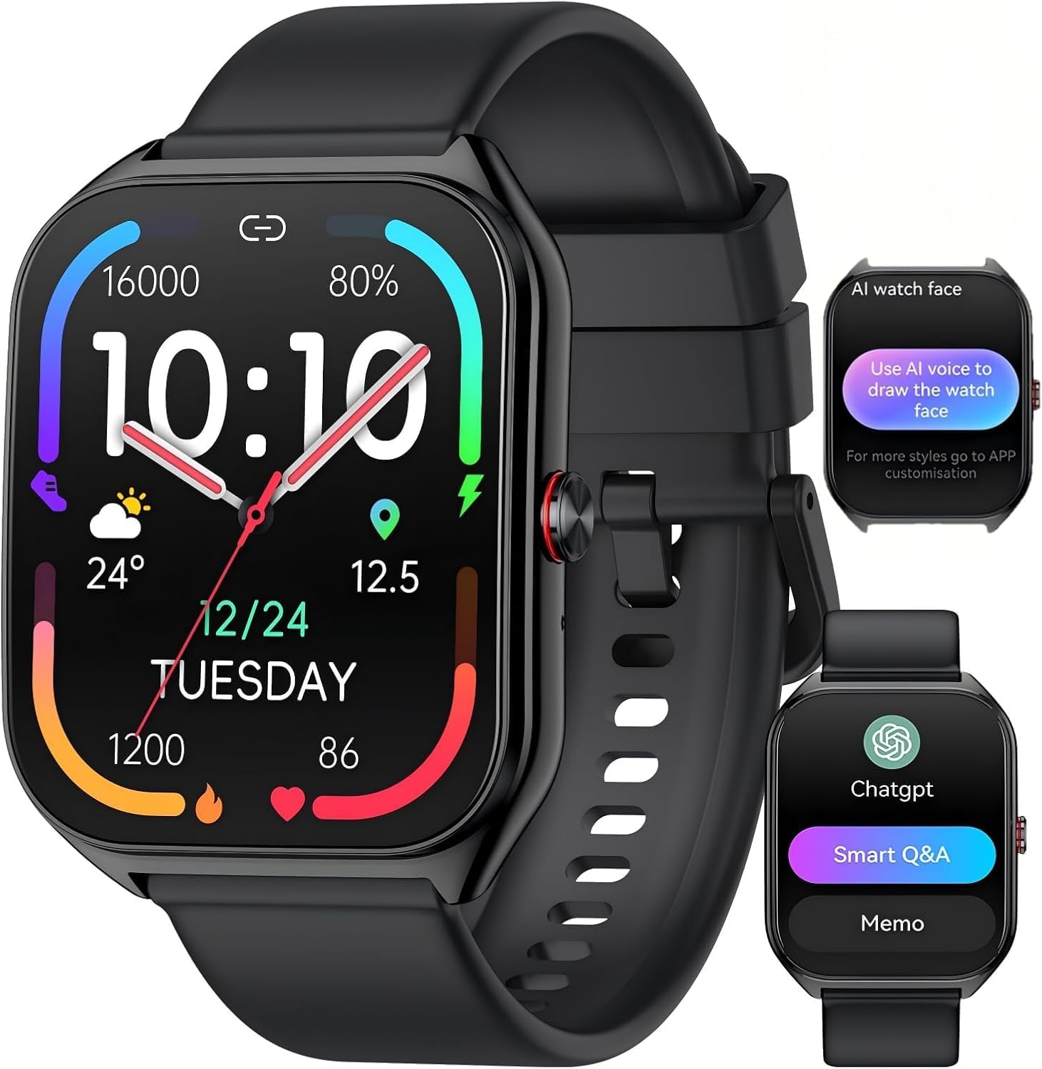 AI Smart Watch, SmartWatch with ChatGPT AI Voice Assistant, 1000mAh Fitness Trac...