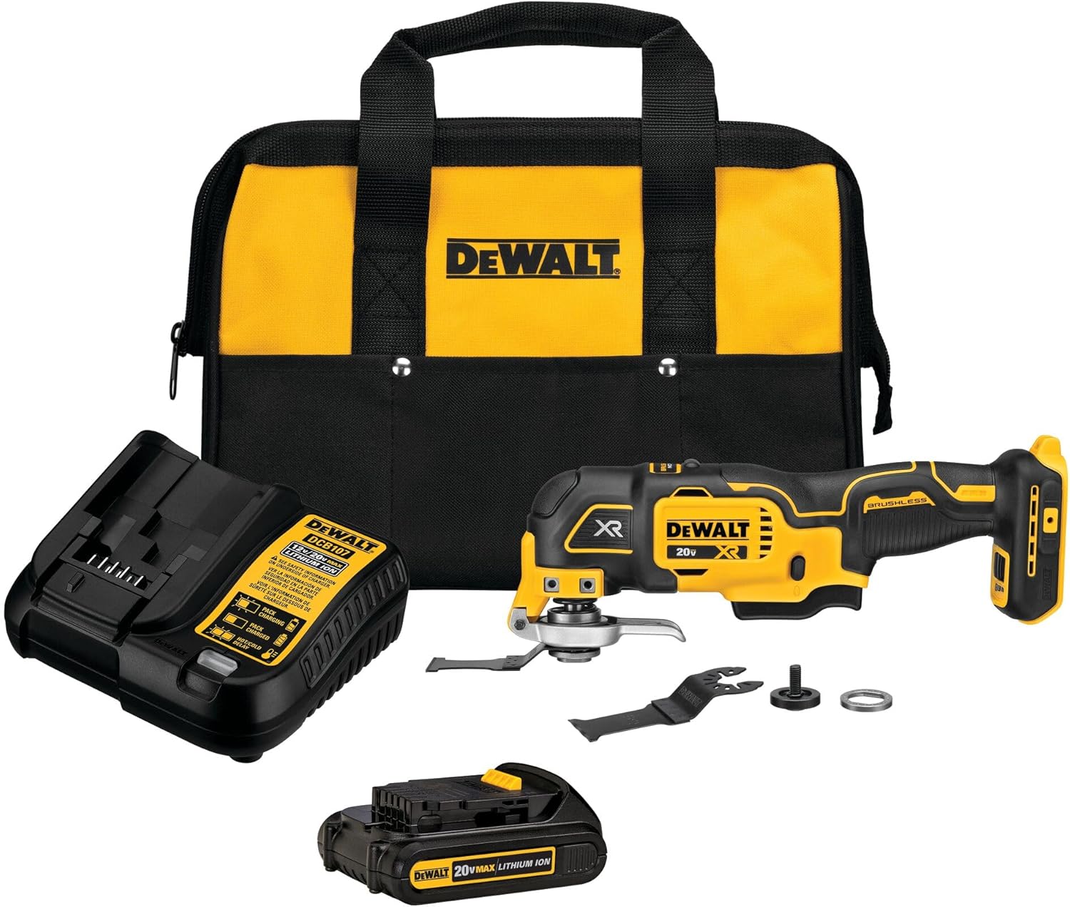 DEWALT 20V MAX XR Oscillating Tool Kit with Blades, 3 Speed Cordless Brushless M...