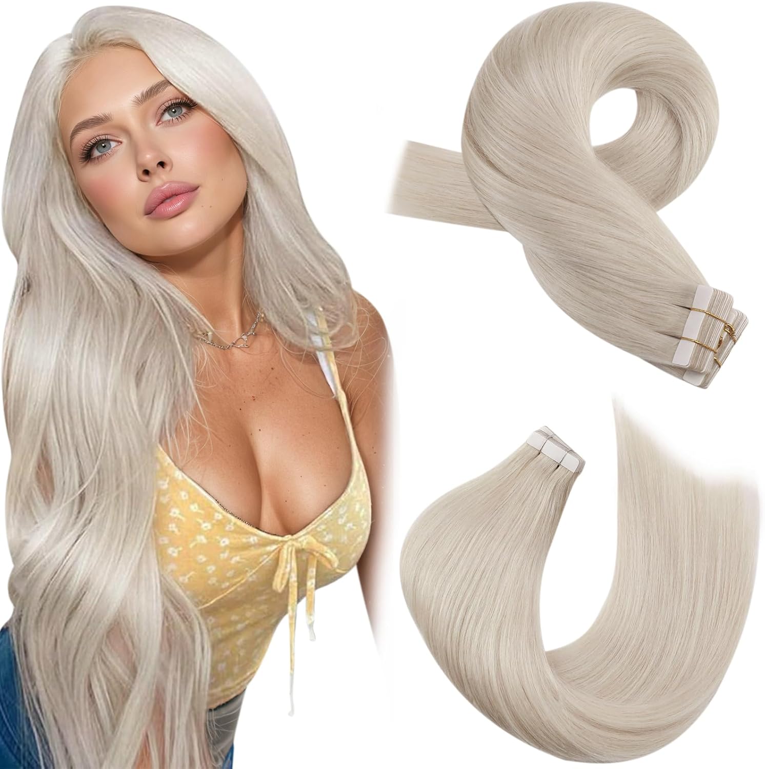 Moresoo Tape in Hair Extensions, High-Quality Human Hair Extension for Women, Sp...